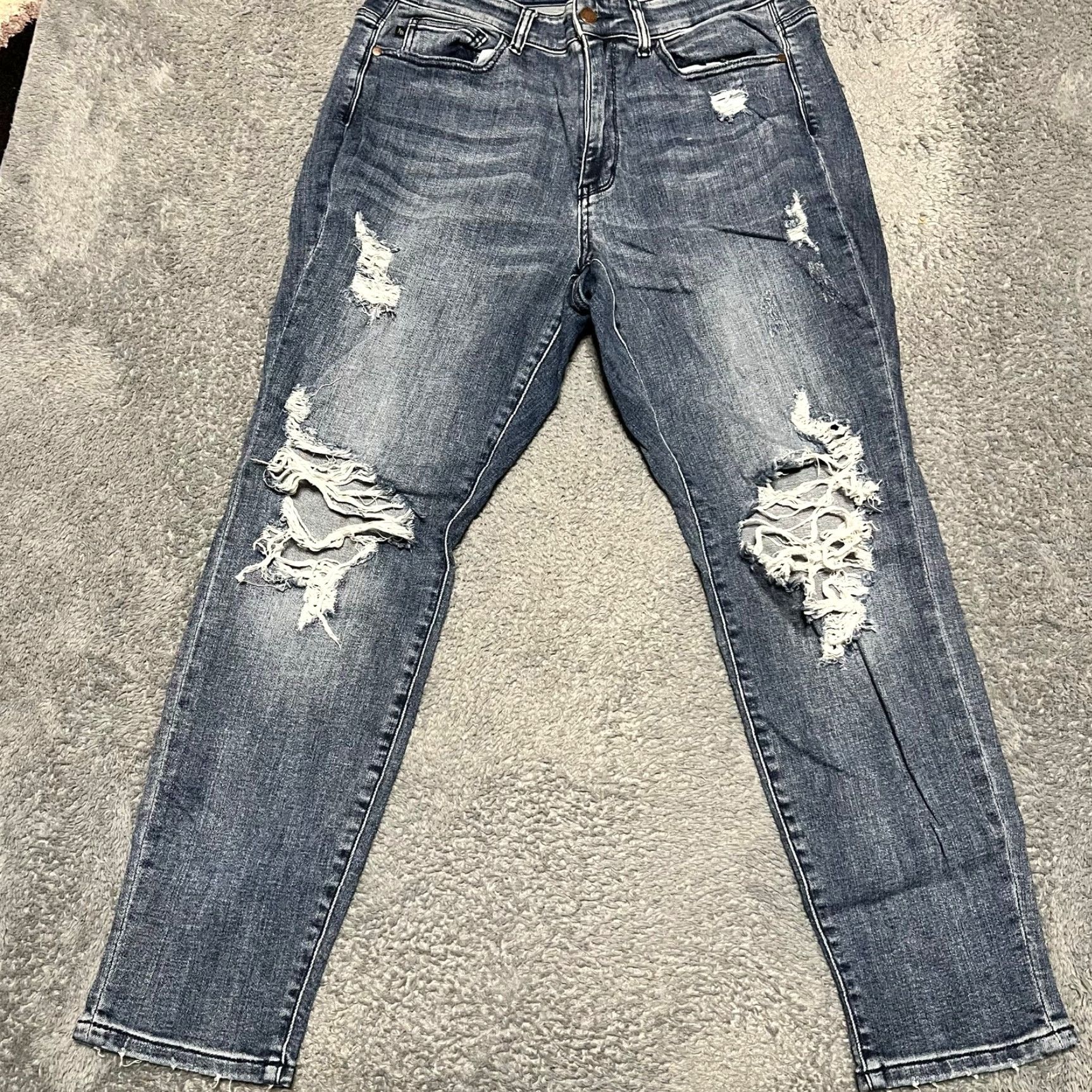 Vintage Judy Blue Jeans Womens 14W Boyfriend Distressed Stretch High Rise Blue 35x29 Girls Womens? Size 36" / US 14 / IT 50 - 2 Thumbnail