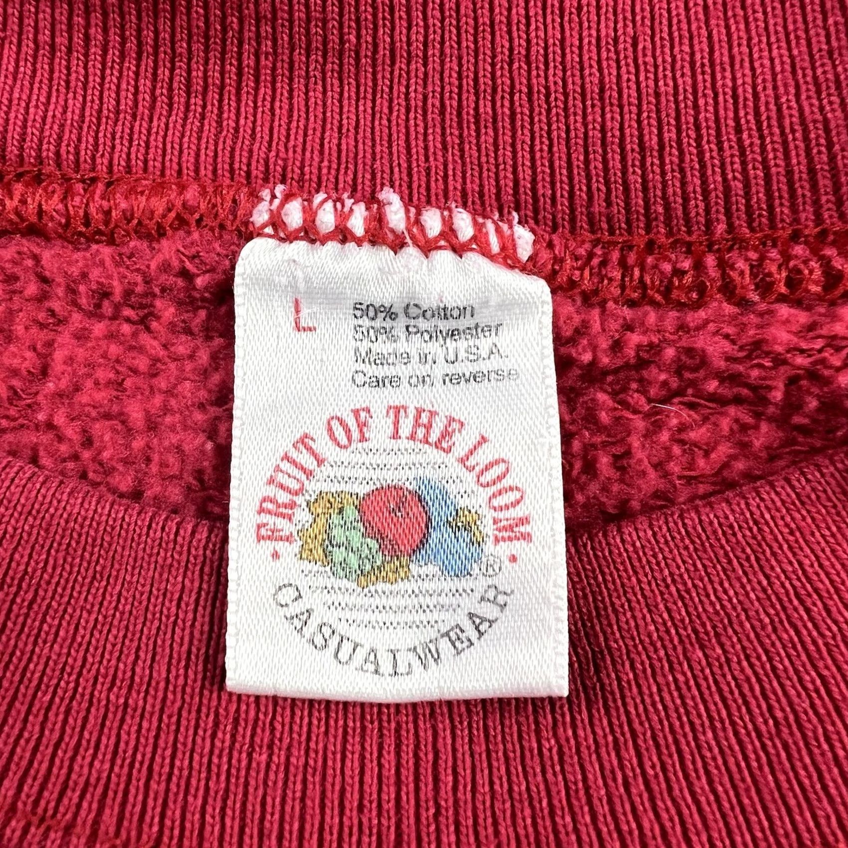 Fruit Of The Loom VINTAGE Fruit of the Loom Sweatshirt Dark Pink Crewneck 50/50 Large Unisex Adults 90s Vintage Mens Womens Size US L / EU 52-54 / 3 - 2 Thumbnail