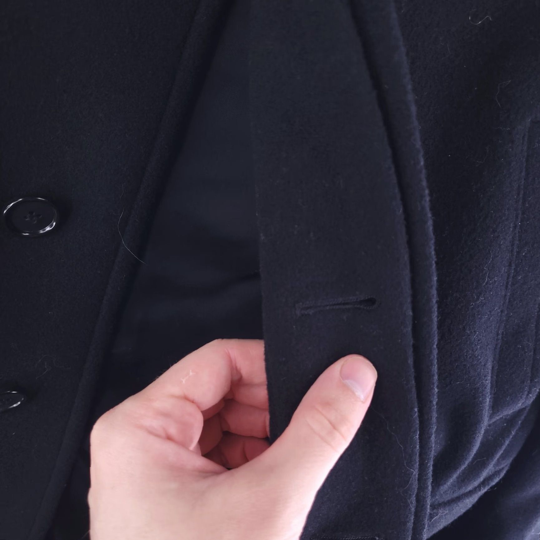 Jones New York Jones New York Coat Mens Large Black Wool Overcoat Long Trench Size US L / EU 52-54 / 3 - 3 Thumbnail