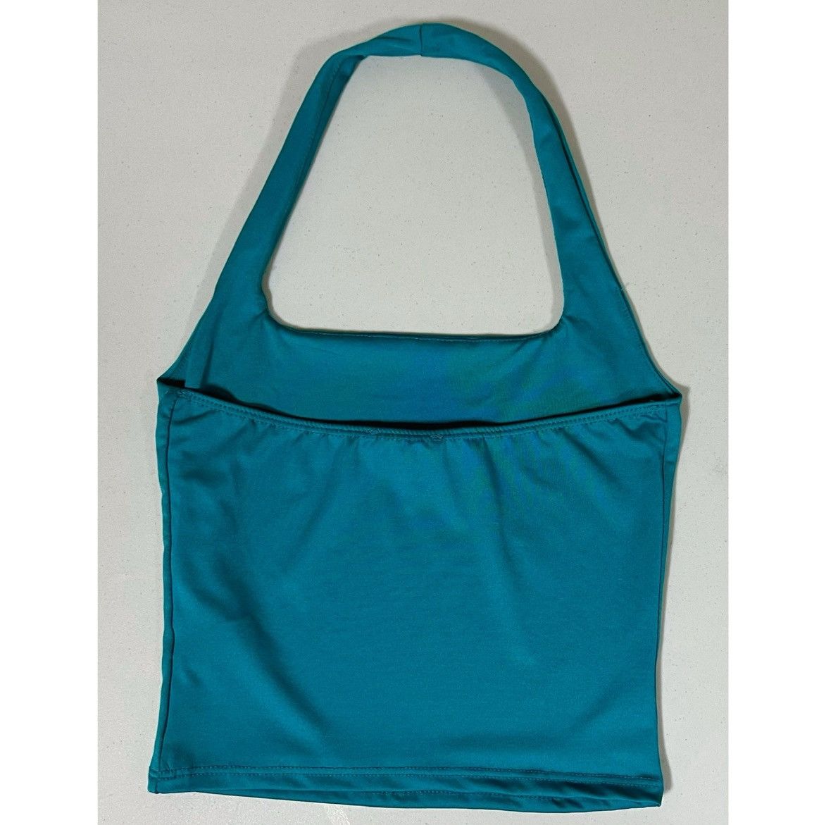 Vintage Teal Blue Solid Square-Neck Halter Top Shirt Blouse Size S ✨ Size S / US 4 / IT 40 - 5 Thumbnail