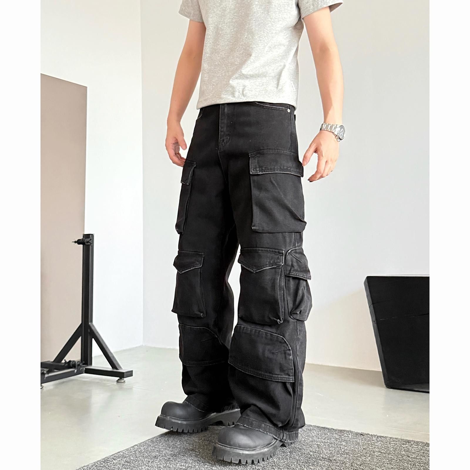 Other Black Cargo Wide Leg Baggy Jeans Size US 32 / EU 48 - 6 Thumbnail