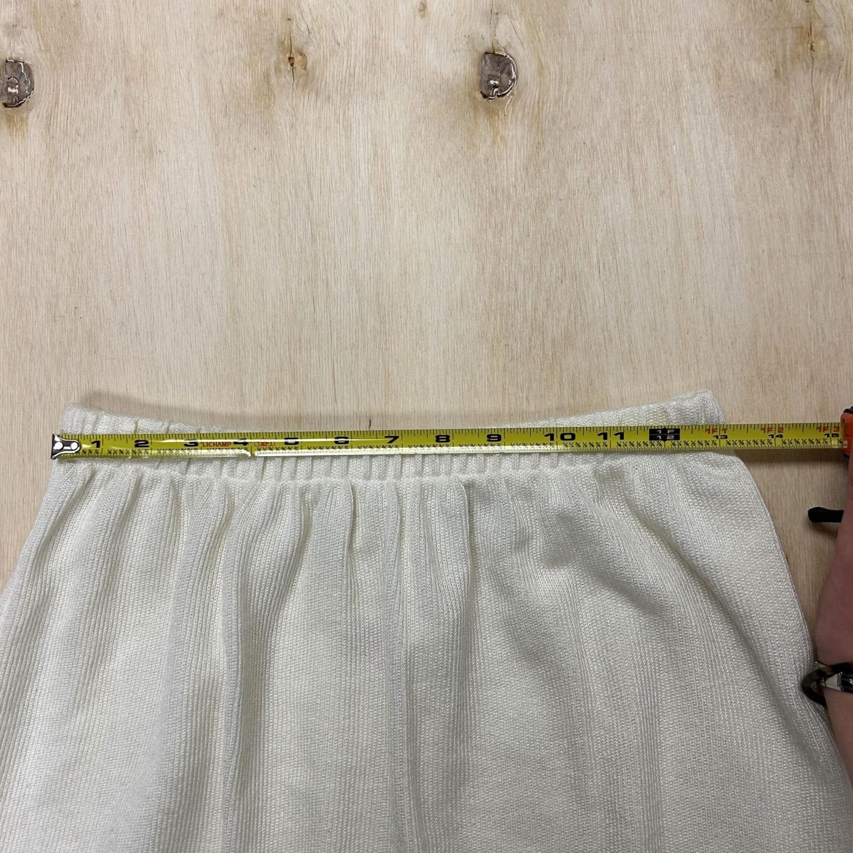 Vintage NLANI Skirt Womens Large White Solid Knit A-Line Midi Elastic Waist Size 36" / US 14 / IT 50 - 4 Thumbnail