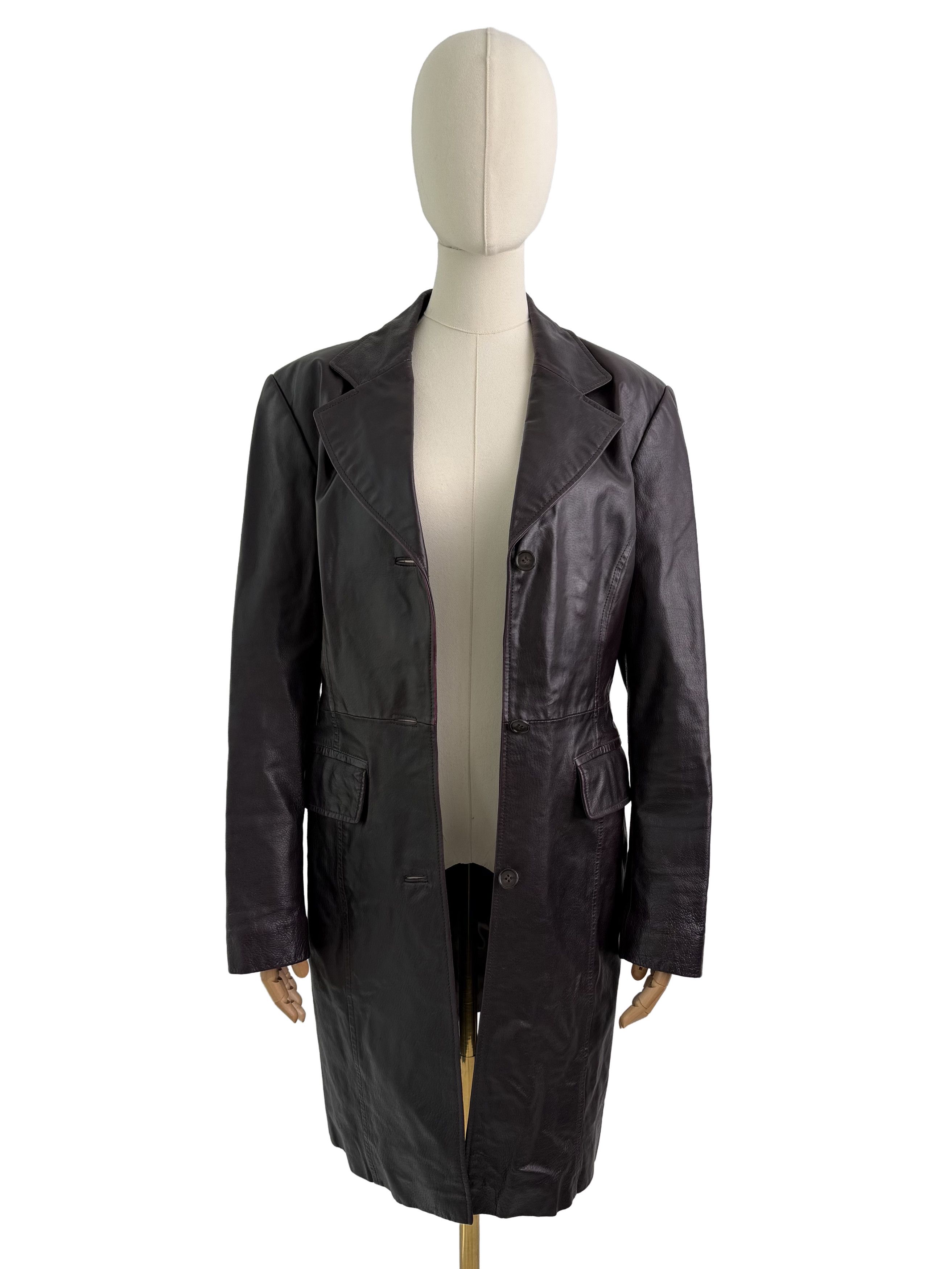 Vintage Vintage Leather Coat Blazer Button Front Long Classic Size L / US 10 / IT 46 - 3 Thumbnail