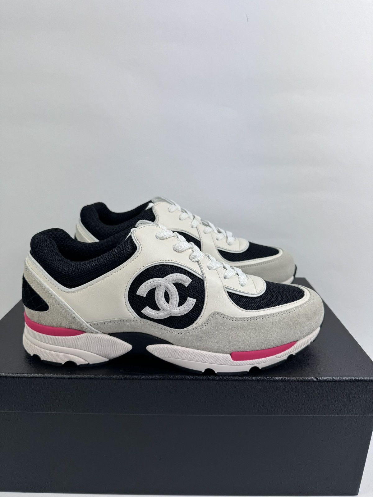 image of Chanel Runner Sneakers in Black/White/Pink, Men's (Size 10)