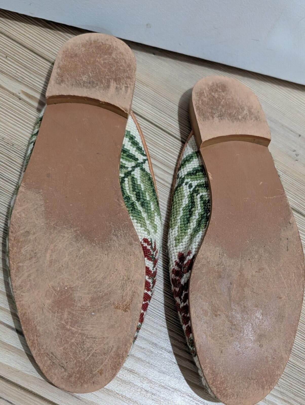 Other Embroidered Leaf Slip-On Mules in Green and Tan Size US 9 / IT 39 - 5 Thumbnail
