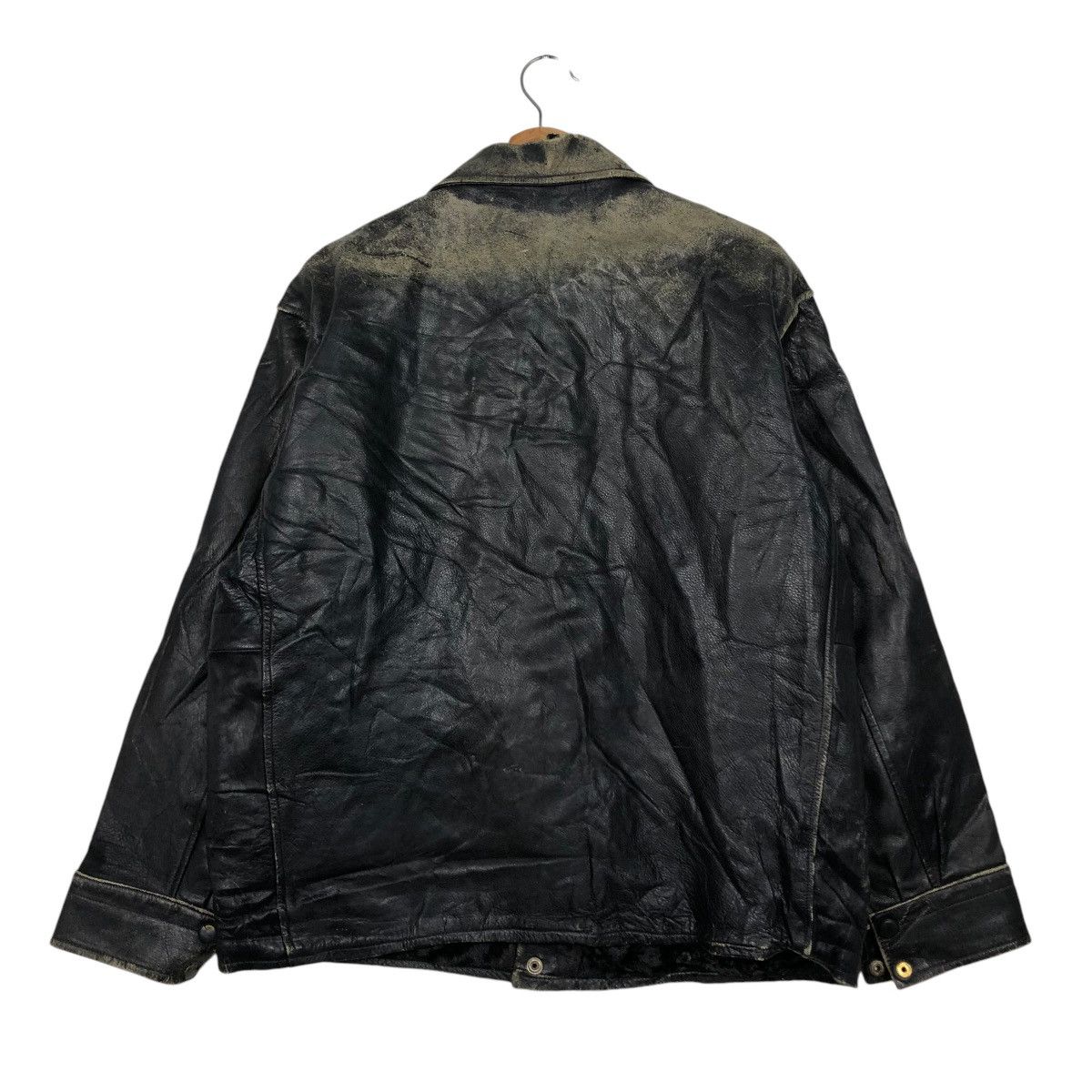 Japanese Brand 🔥VINTAGE 80’s BIKER LEATHER JACKET OXLEATHER FUR BLANKET Size US M / EU 48-50 / 2 - 10 Thumbnail