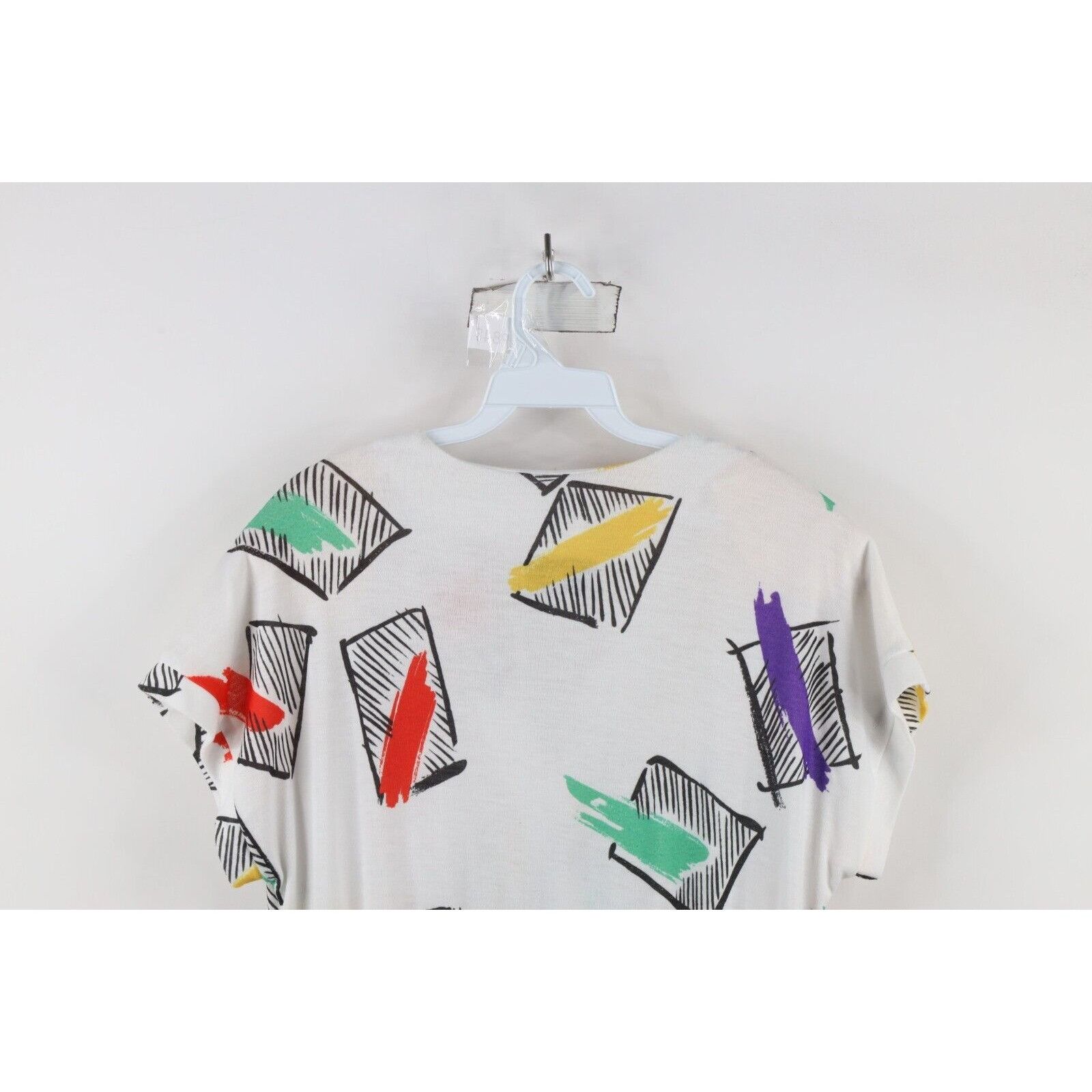 Vintage Vintage 80s Art Deco Distressed Rainbow Geometric Dress Size XXL / US 16-18 / IT 52-54 - 11 Thumbnail