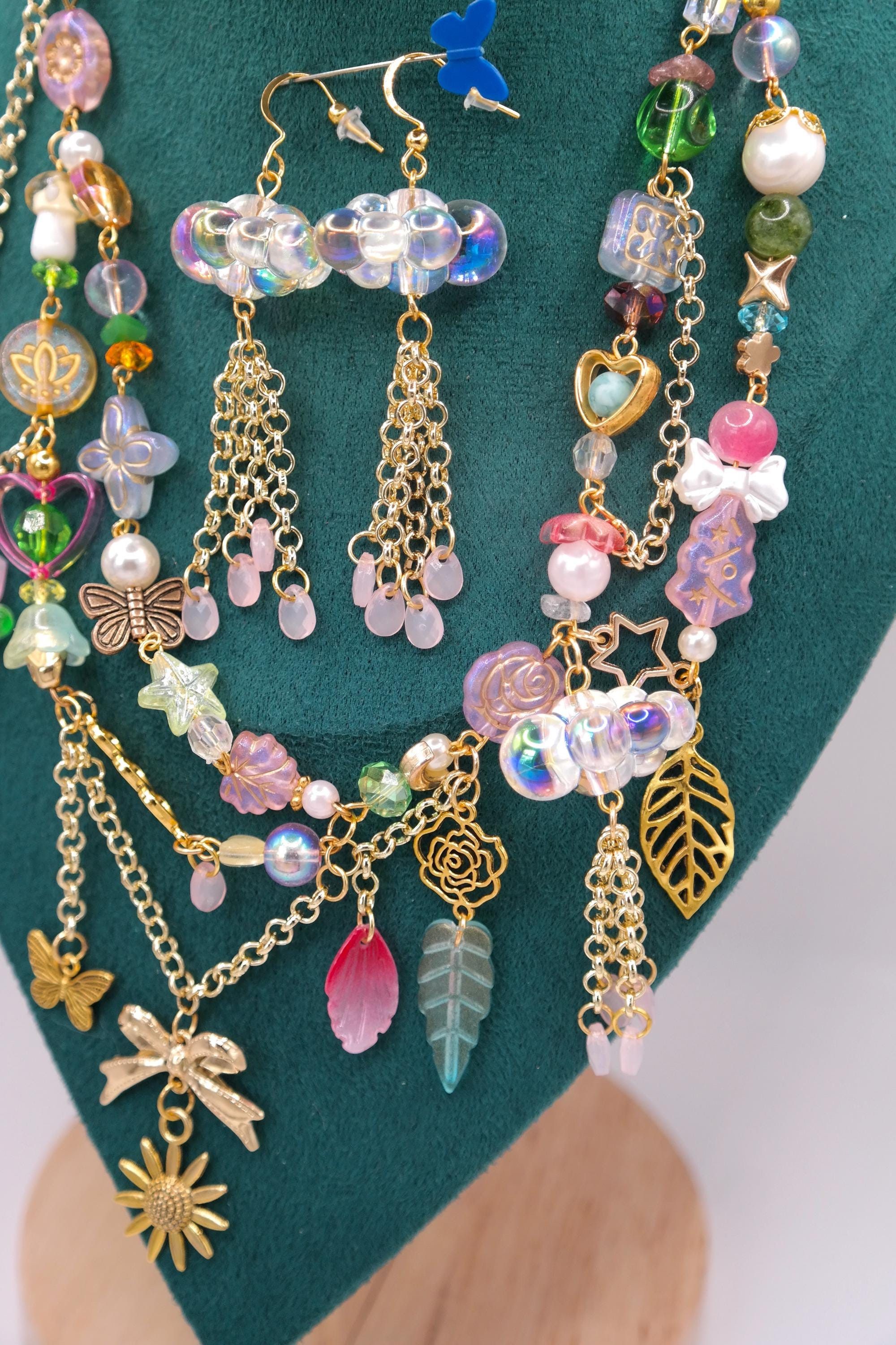 Handmade Gold April Showers Fairy Necklace & Earrings Set Size ONE SIZE - 9 Thumbnail