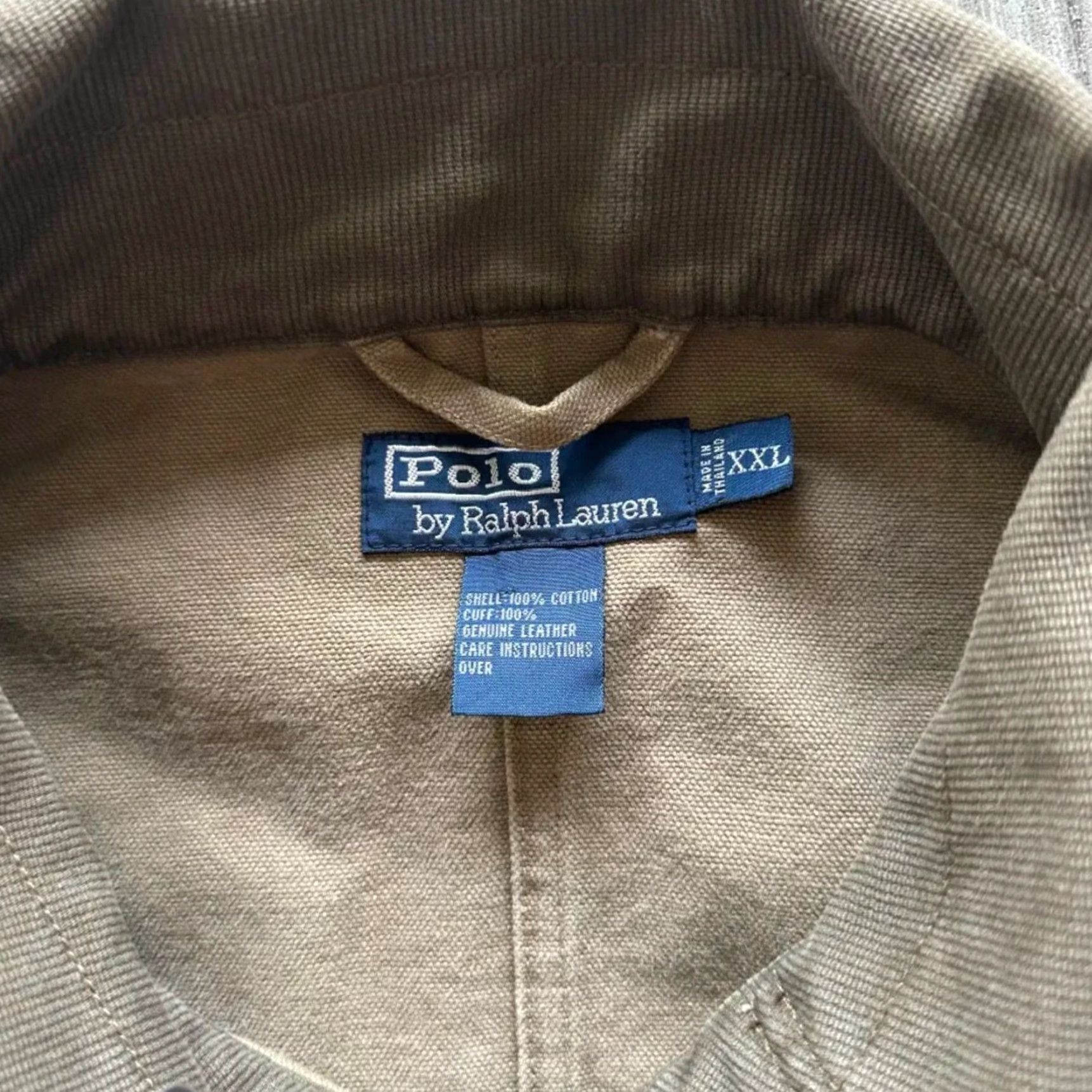 Polo Ralph Lauren VINTAGE Polo by Ralph Lauren Fireman Jacket Leather Cuffs Size 2XL Cream Cotton Men Regular XXL RARE Size US XXL / EU 58 / 5 - 6 Thumbnail