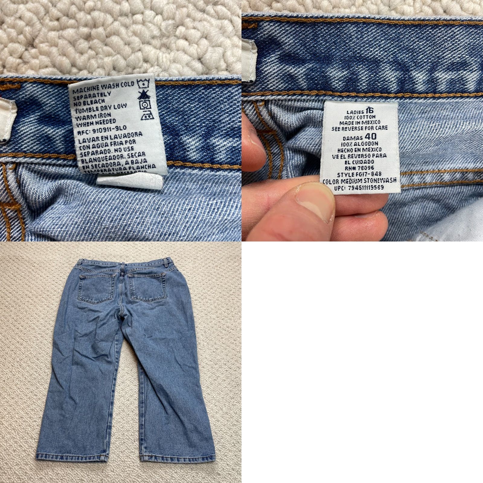 Faded Glory Faded Glory Jeans Womens 16 Blue Denim Medium Wash Straight High Rise Crop 35x22 Jeans Womens Size 16 Blue Denim Crop High Rise Straight 5-Pocket Size 38" / US 16 / IT 52 - 8 Thumbnail