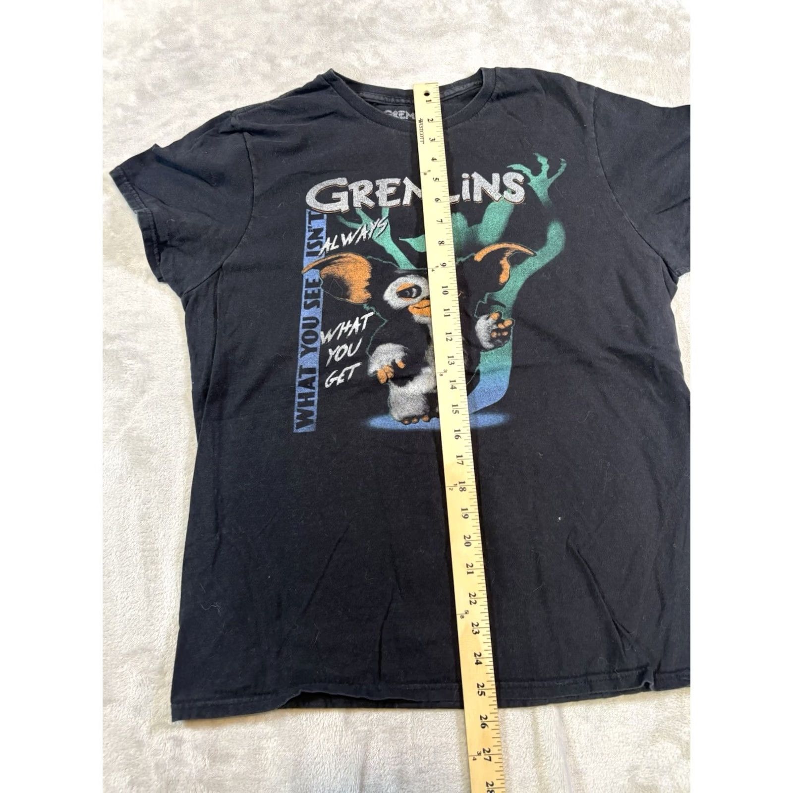 Vintage Gremlins Movie Graphic Print Crew Neck T-Shirt Black | Size L | Men’s Regular Fit Size US L / EU 52-54 / 3 - 3 Thumbnail