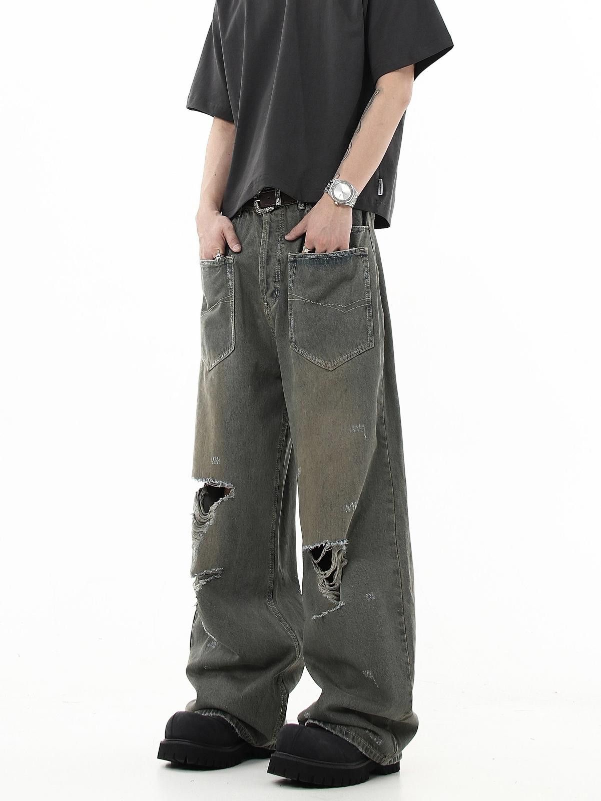 Vintage Baggy Reversed Ripped Washed Wide Leg Denim Jeans Size US 30 / EU 46 - 5 Thumbnail
