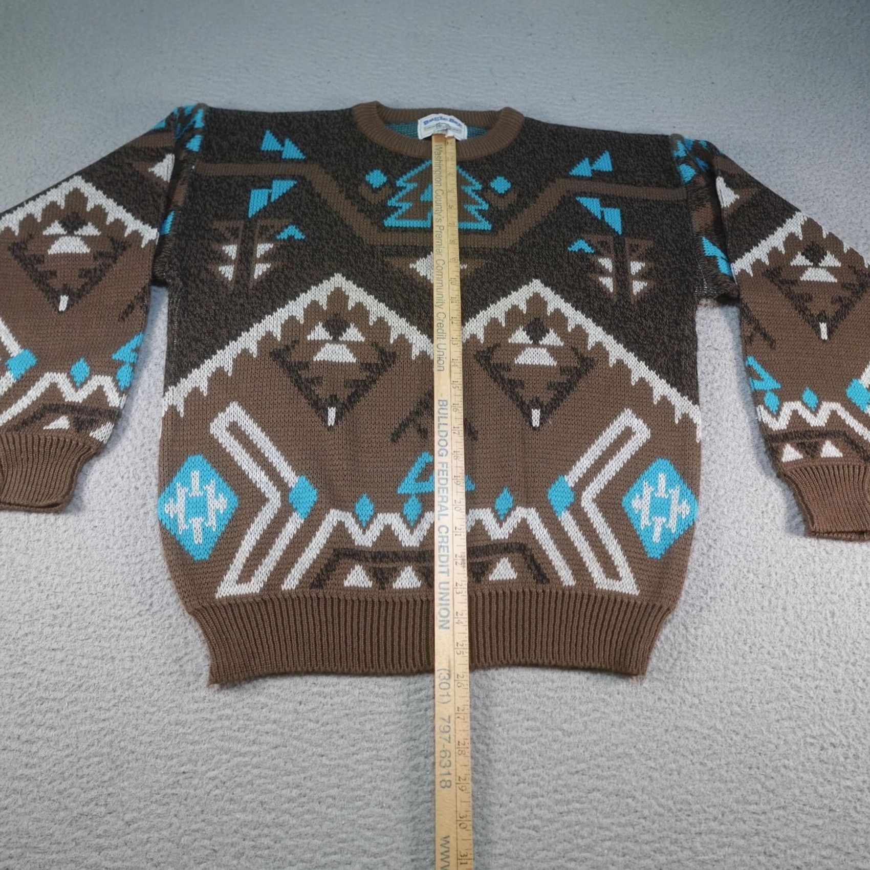 Bugle Boy VINTAGE Bugle Boy Sweater Mens XL Brown Aztec Western Geometric Southwest 80s Size US XL / EU 56 / 4 - 6 Thumbnail