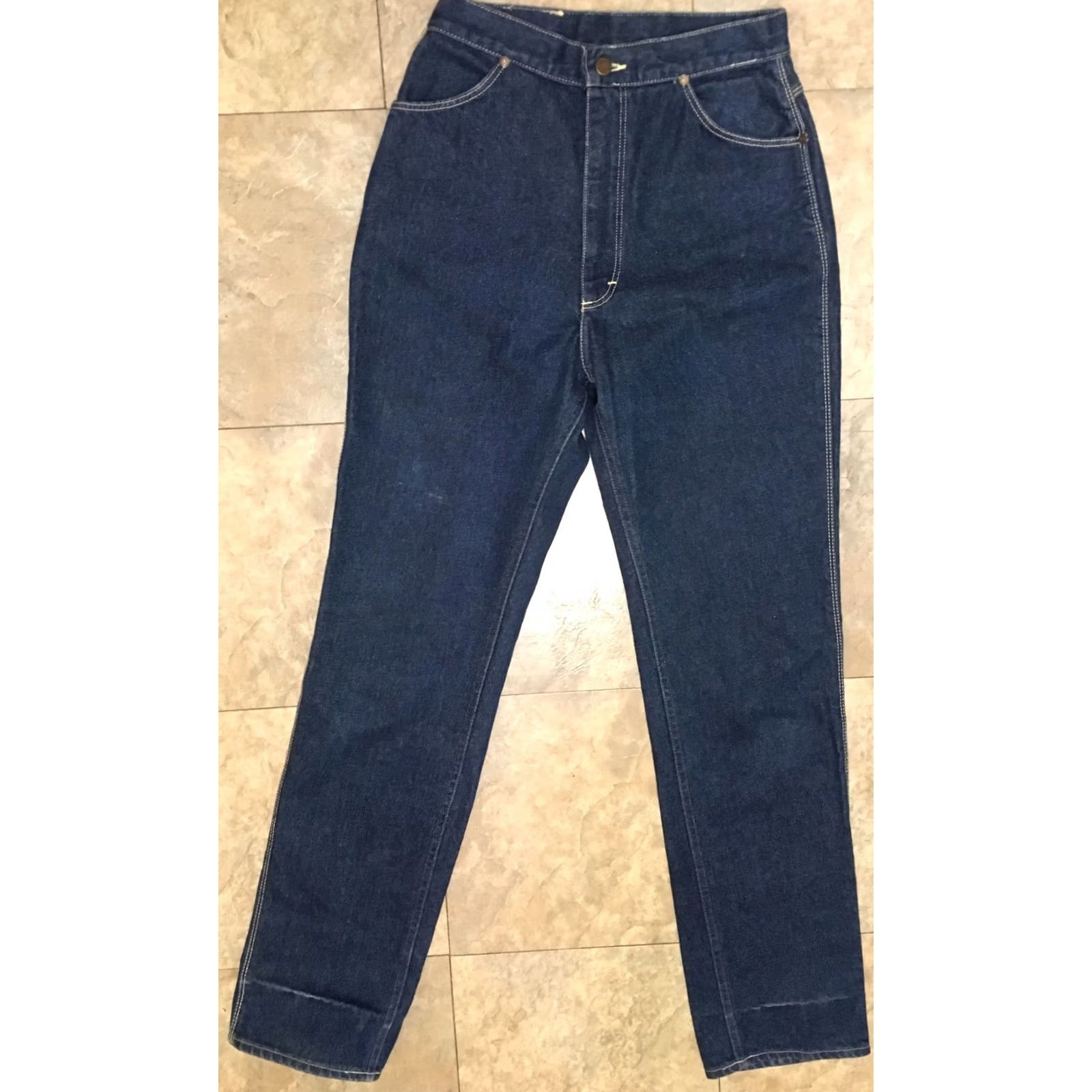 Lee VINTAGE Lee Jeans Embroidered Pockets 28" Waist VTG Sz 12 High Waisted Blue Denim Size 28" / US 6 / IT 42 - 5 Thumbnail