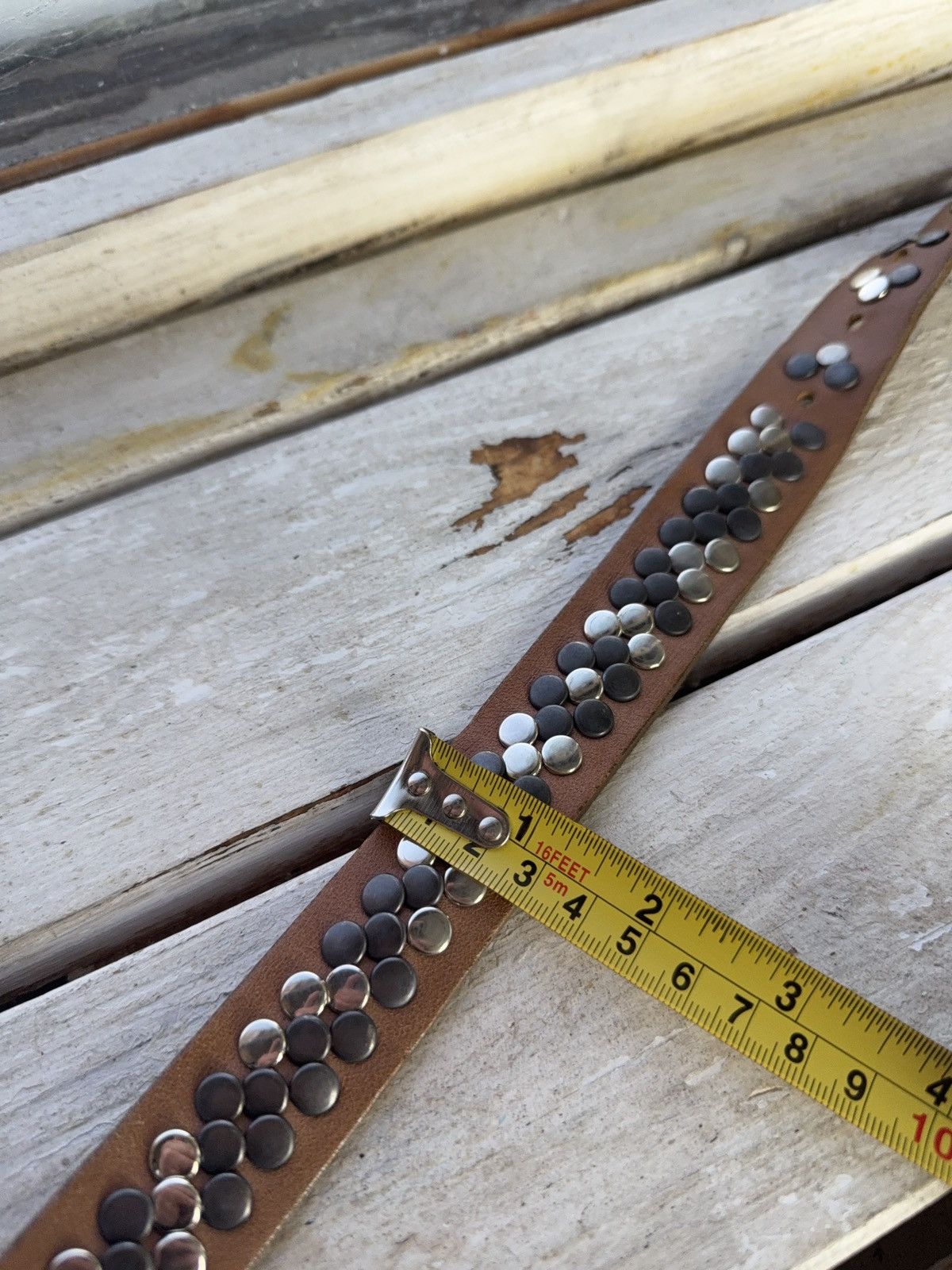 Hysteric Glamour Vintage Leather Belt Y2K Rhinestones Punk Metal Avant Garde Size ONE SIZE - 12 Thumbnail