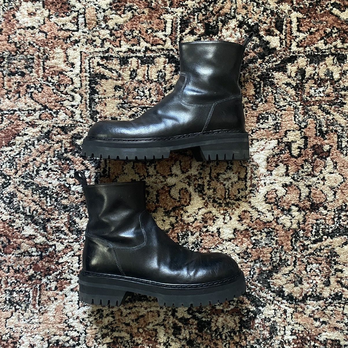 Pre-owned Ann Demeulemeester Side-zip Ankle Comabt Boot In Black