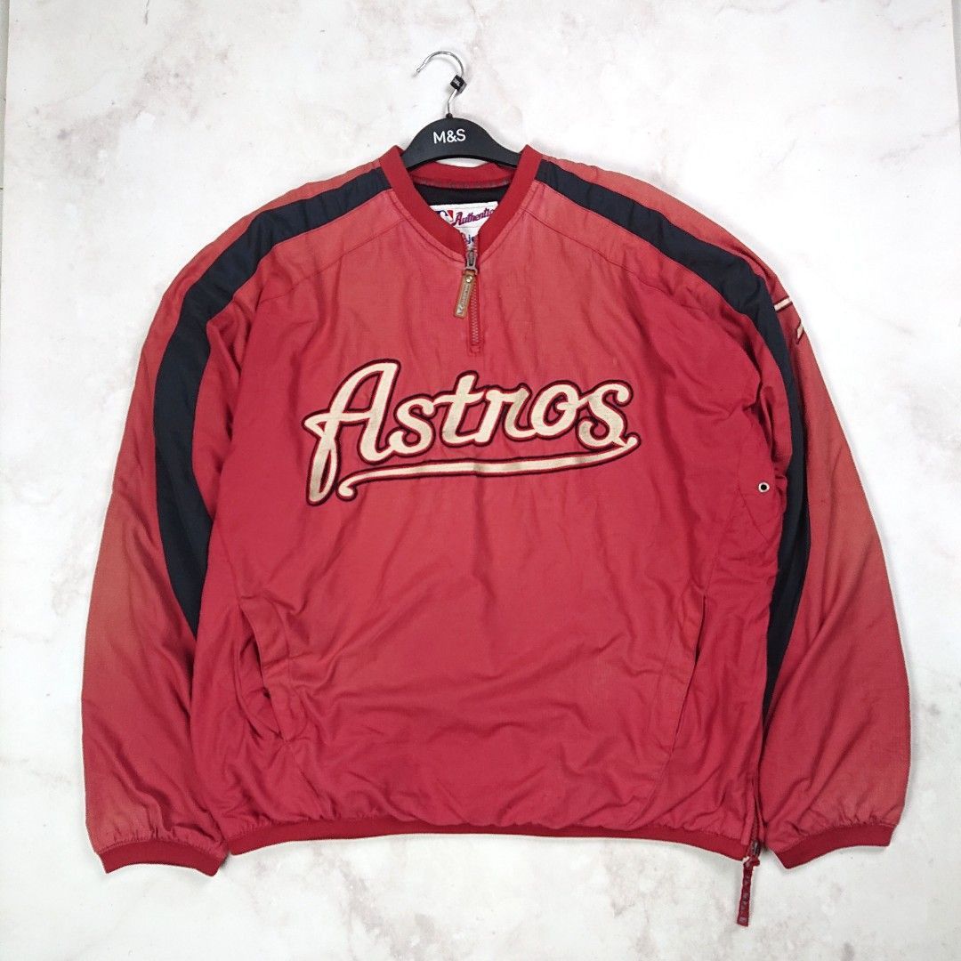 image of Vintage Halfzip Houston Astros Majestic Mlb Jacket in Red, Men's (Size 2XL)