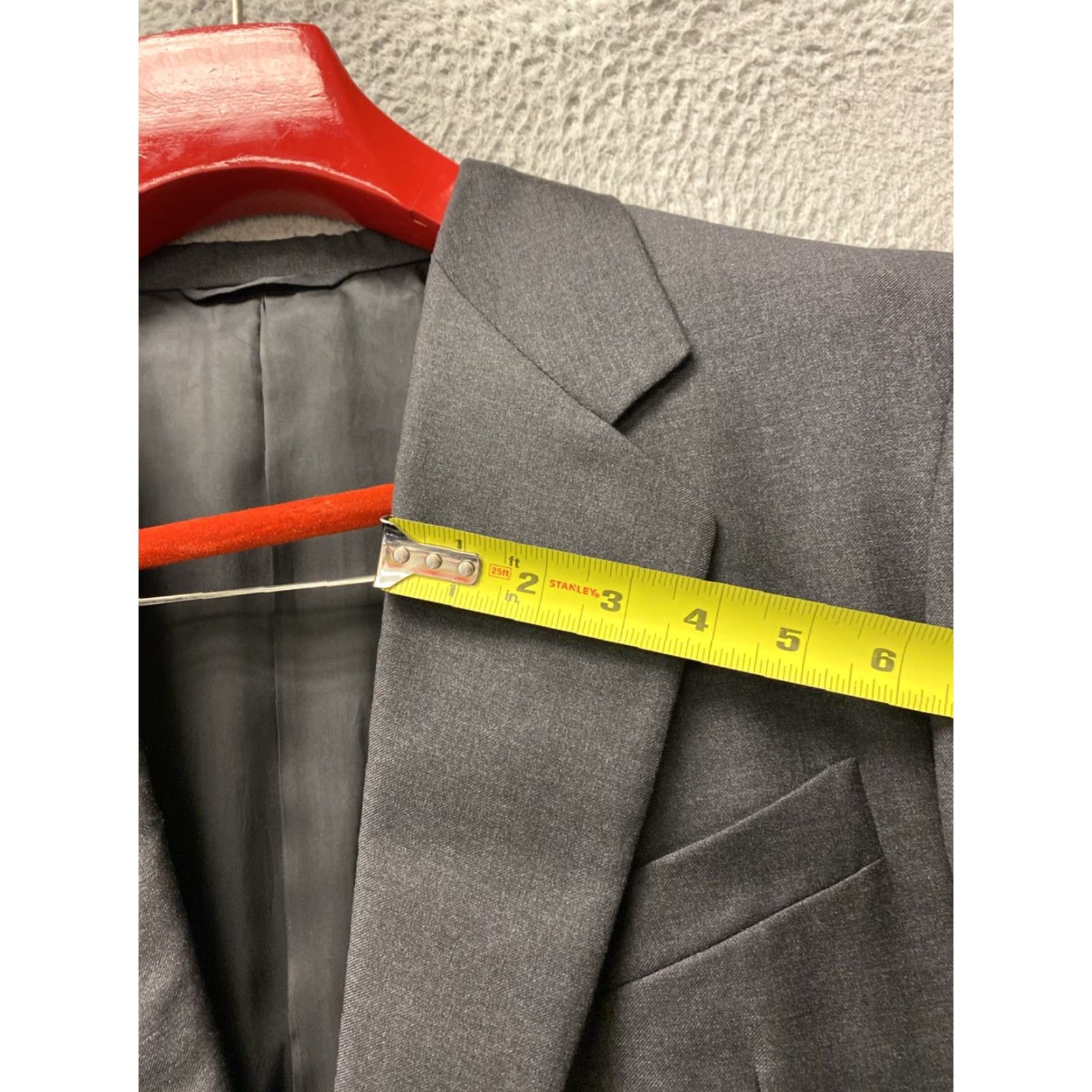 Vintage Hickey Freeman Jacket Blazer Two Button 46R Regular Wool Dark Gray Men Size 46R Jacket/Coat Solid 2 Button Size 46R - 7 Thumbnail