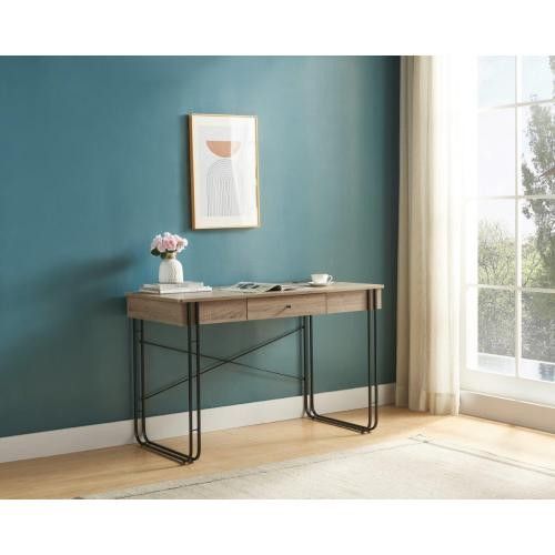 Designer × Homemade Computer Desk Writing Desk with One Drawer Metal Legs and US Size US L / EU 52-54 / 3 - 1 Thumbnail