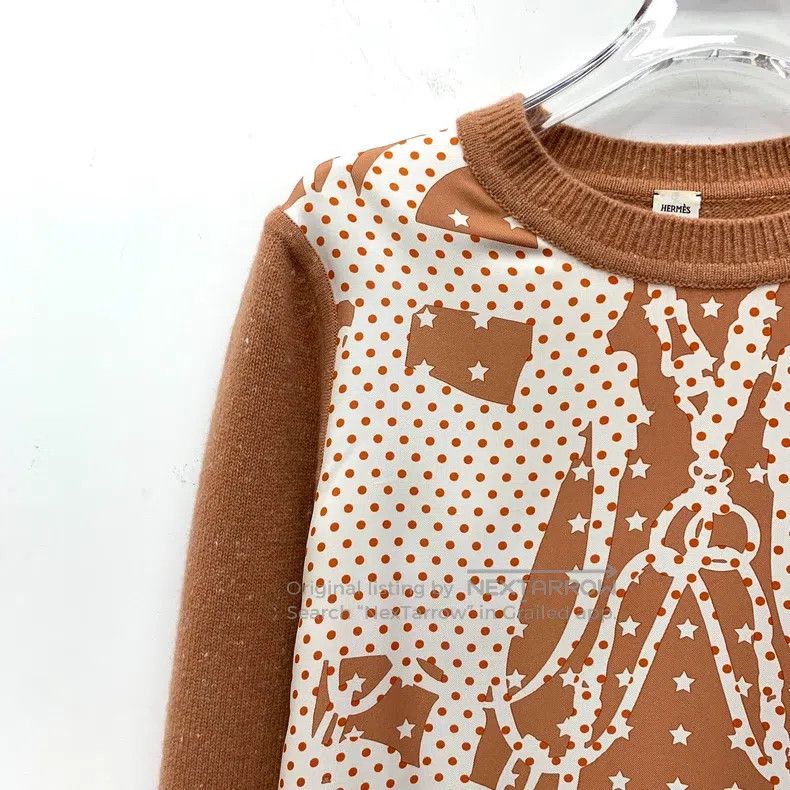 Hermes Hermes Orange letter polka dot print mulberry silk round-n Size XS / US 0-2 / IT 36-38 - 3 Thumbnail