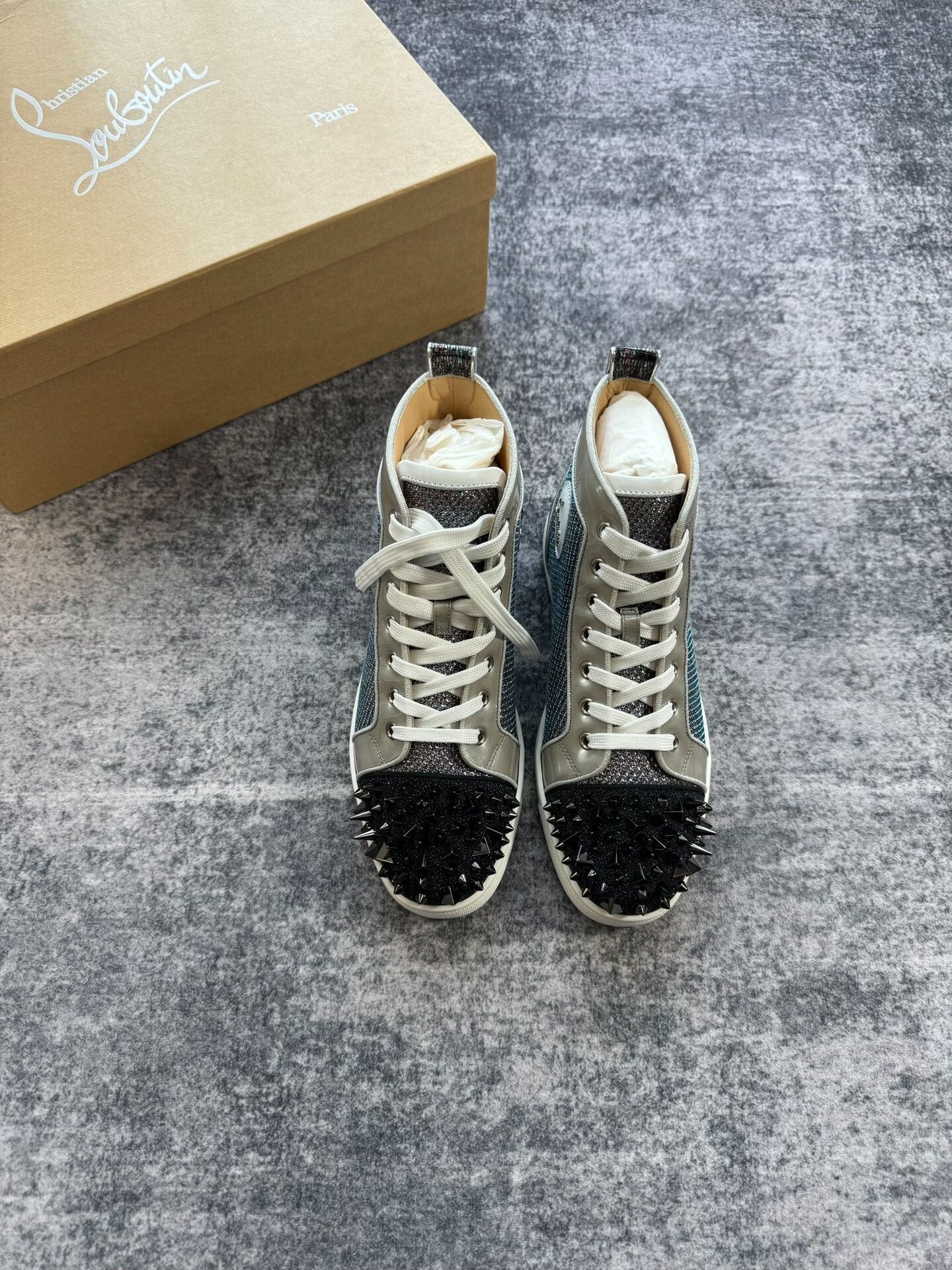 Christian Louboutin Christian Louboutin High-Top Sneakers with Studs Size US 8.5 / IT 38.5 - 1 Thumbnail