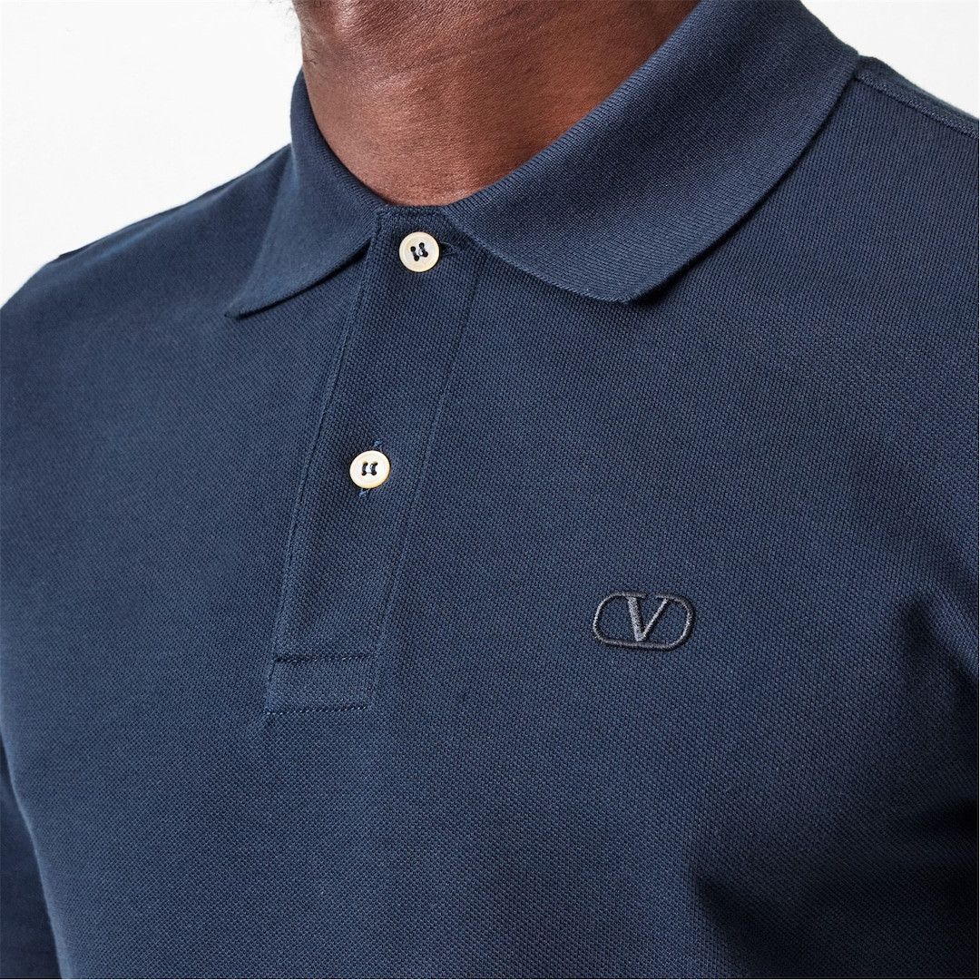 Valentino o1g2r1mq0526 Vlogo Short Sleeve Polo Shirt in Blue Size US M / EU 48-50 / 2 - 5 Thumbnail