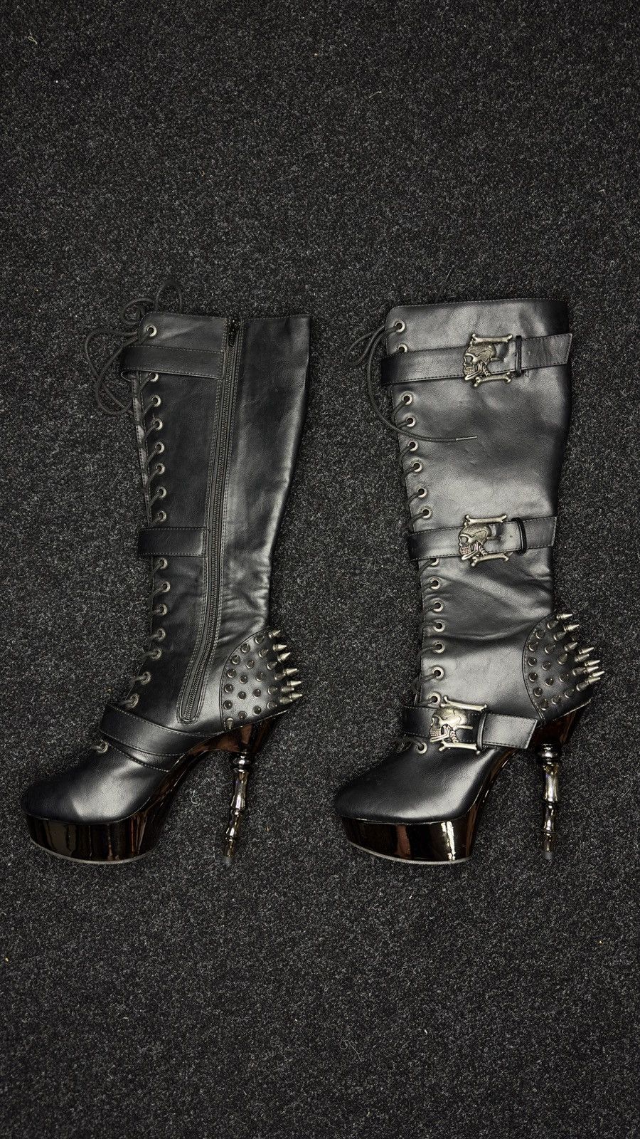 Demonia Cult Demonia Muerto Gothic Spiked Platform Boots Knee High Black Size US 10 / IT 40 - 3 Thumbnail