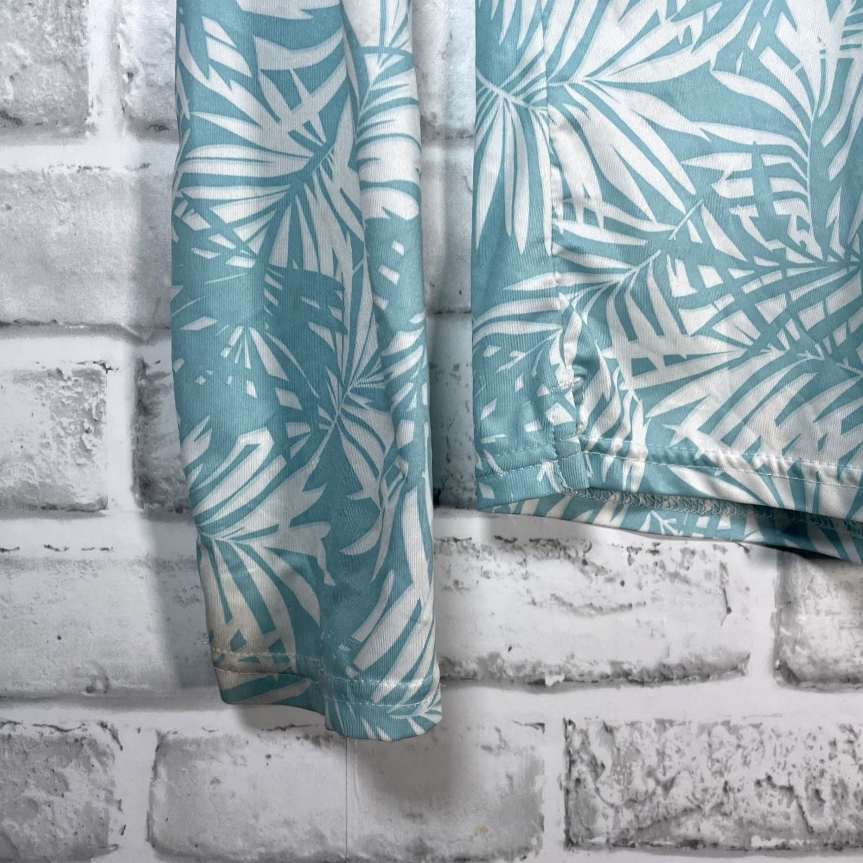 Vintage San Soliel Pullover Womens M Blue Palm Leaf Patterned Longsleeve Quarter Sleeve Size M / US 6-8 / IT 42-44 - 3 Thumbnail