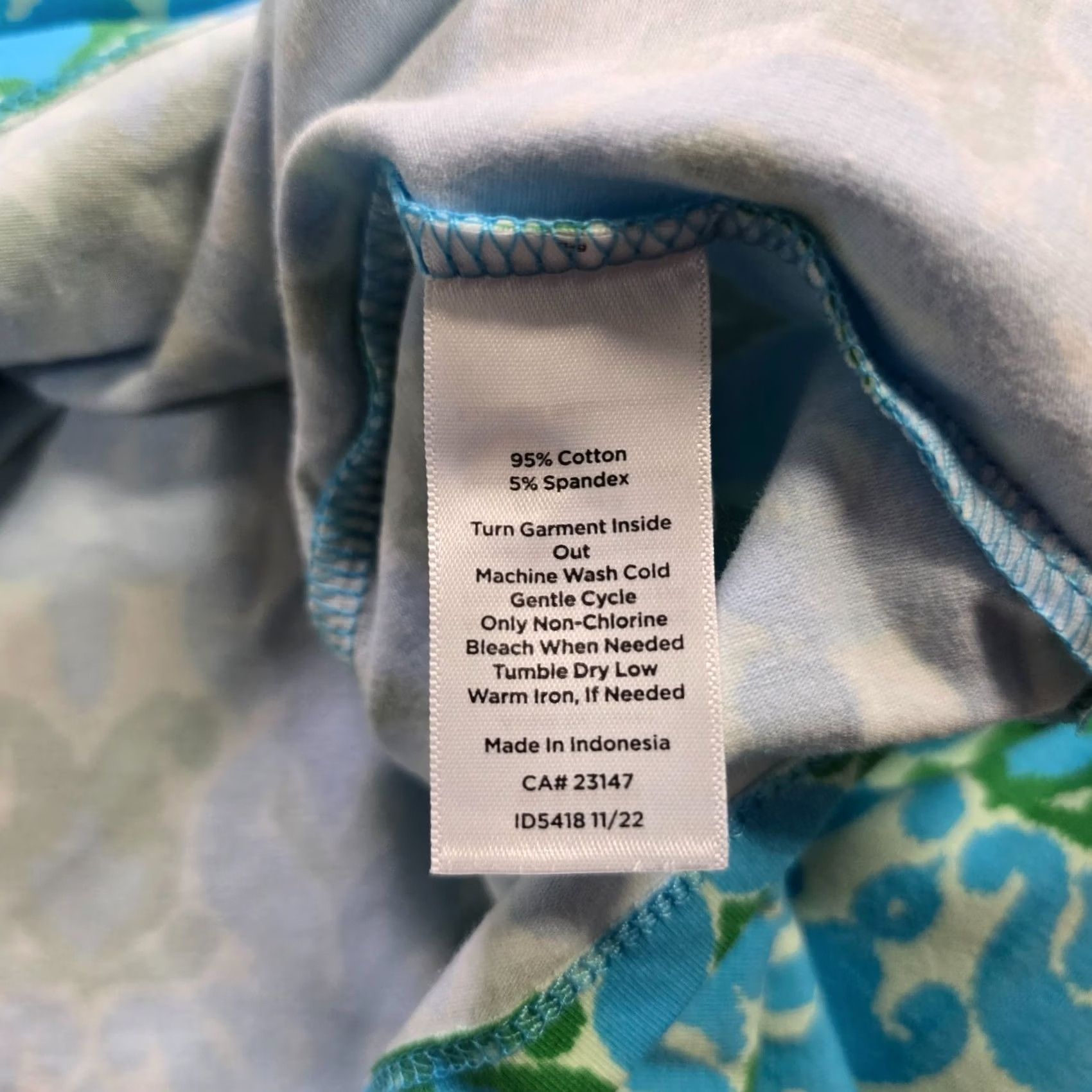 Talbots Talbots Top Shirt Womens 2X Blue Green Short Sleeve Casual Career Geometric Knit Nonlogo Pullover Round Neck Stretchy Fitted Classic Size XXL / US 16-18 / IT 52-54 - 5 Thumbnail