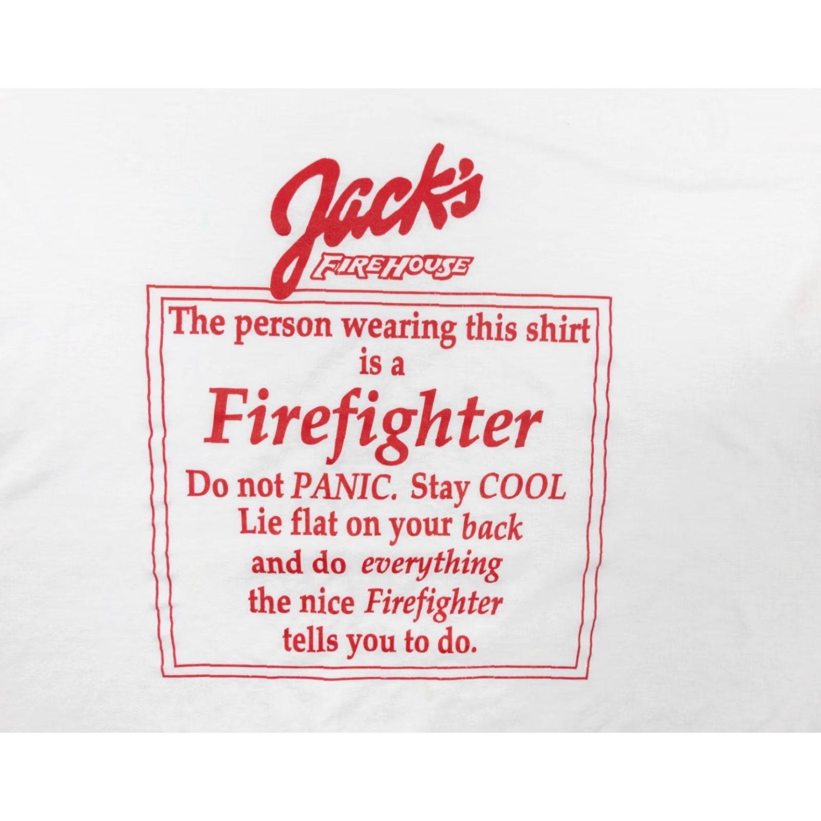 Jerzees VINTAGE Jerzees Shirt White 90s Short Sleeve Adult XL Jack's Firehouse Mens Size US XL / EU 56 / 4 - 2 Thumbnail