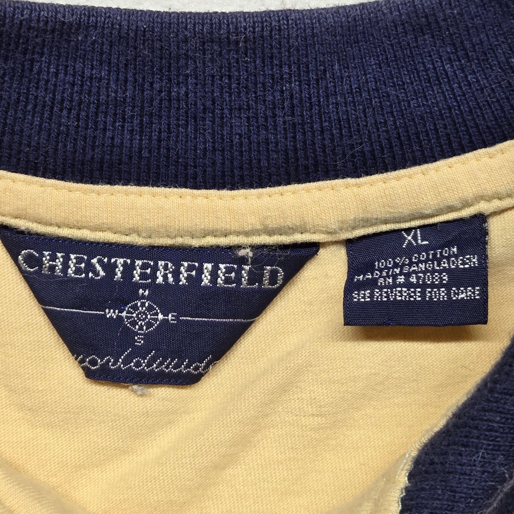 Vintage Chesterfield Polo Shirt Mens XL Yellow Striped Short Sleeve Cotton Polyester Button Collared Golf Casual Shirt Size US XL / EU 56 / 4 - 3 Thumbnail