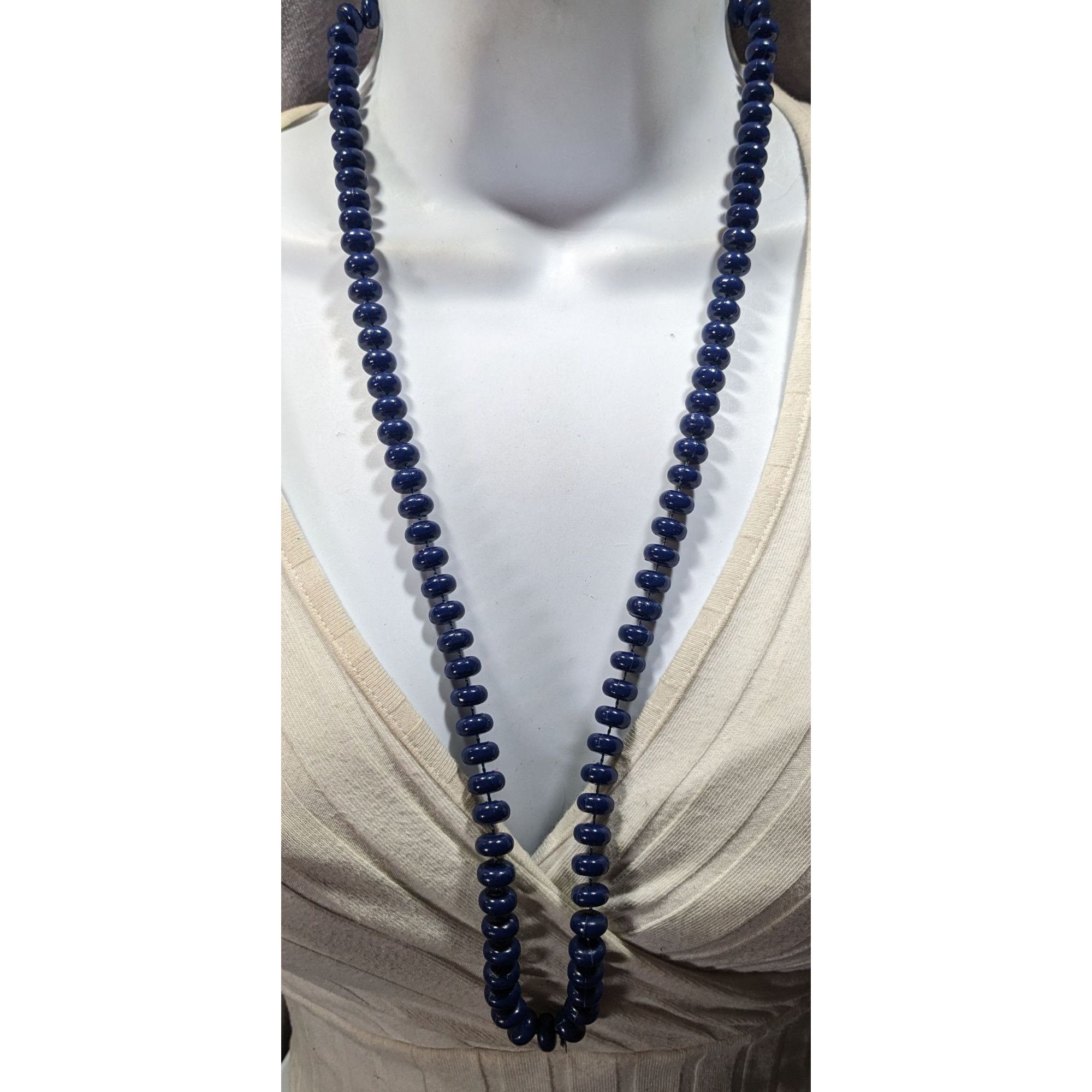 Other Retro Casual Navy Blue Beaded Lightweight Necklace Size ONE SIZE - 2 Thumbnail