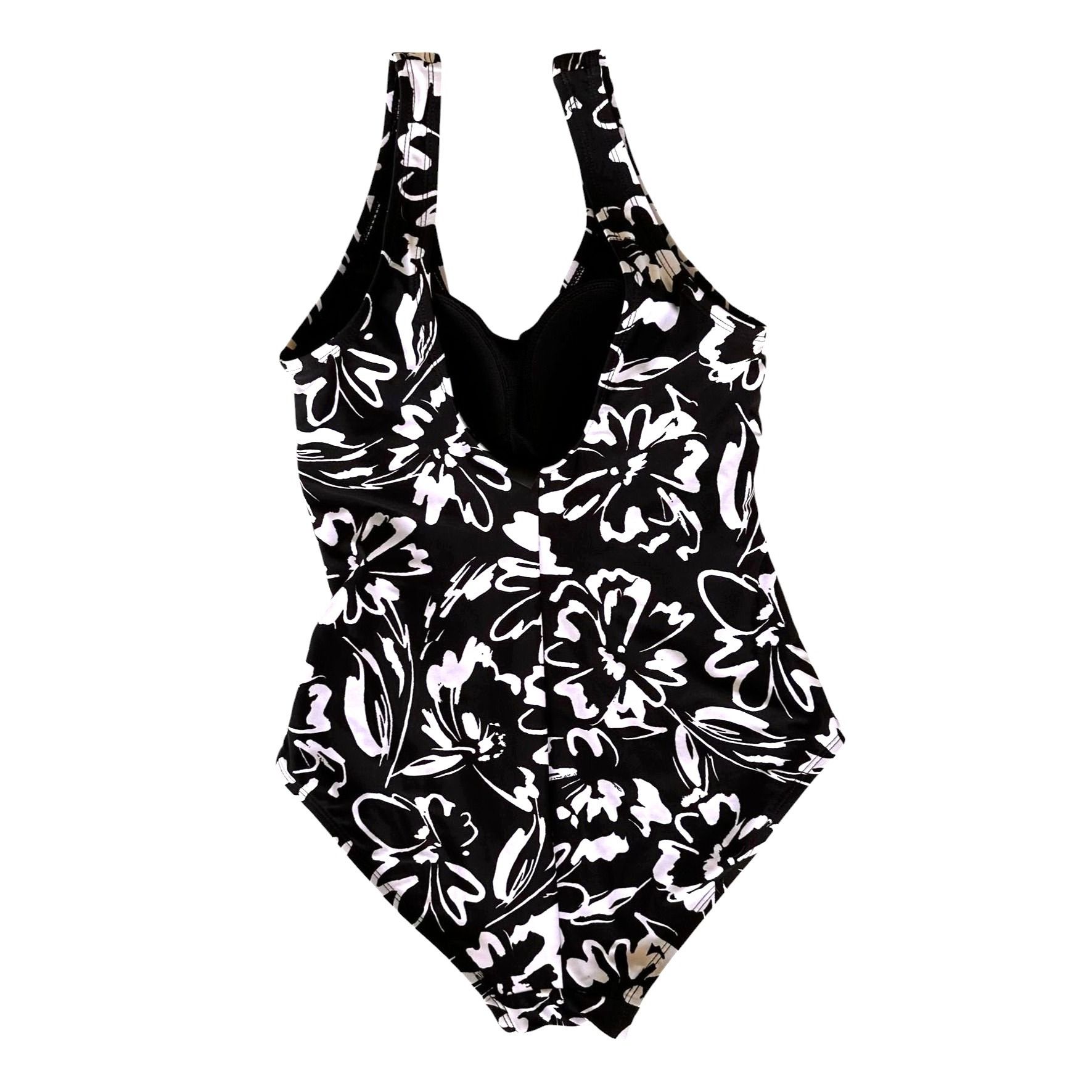 Hurley Hurley Swimsuit Small Petite SP Black White One Piece Floral Size S / US 4 / IT 40 - 5 Thumbnail