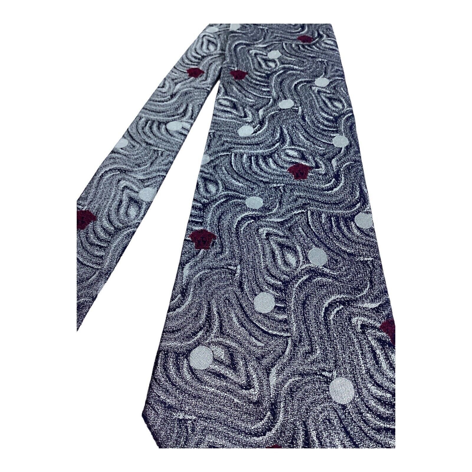 Versace GIANNI VERSACE Gray Abstract Art Print Monogrammed Luxury Si Size ONE SIZE - 5 Thumbnail