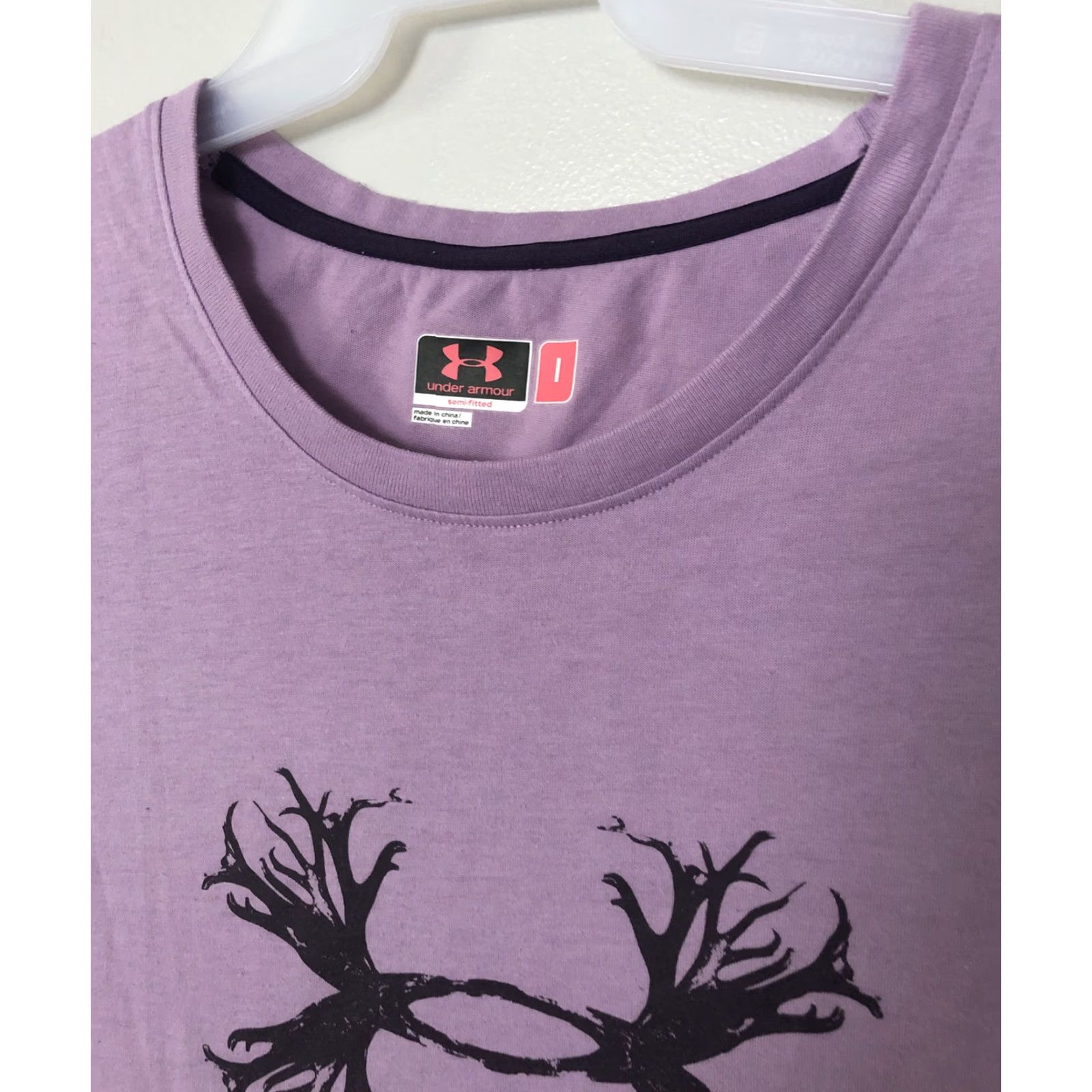 Under Armour Under Armour T-Shirt Women Purple Short Sleeve Crew Neck Casual Solid Graphic Antler Logo Modern American Hunt Breathable All Seasons Regular L Size L / US 10 / IT 46 - 3 Thumbnail
