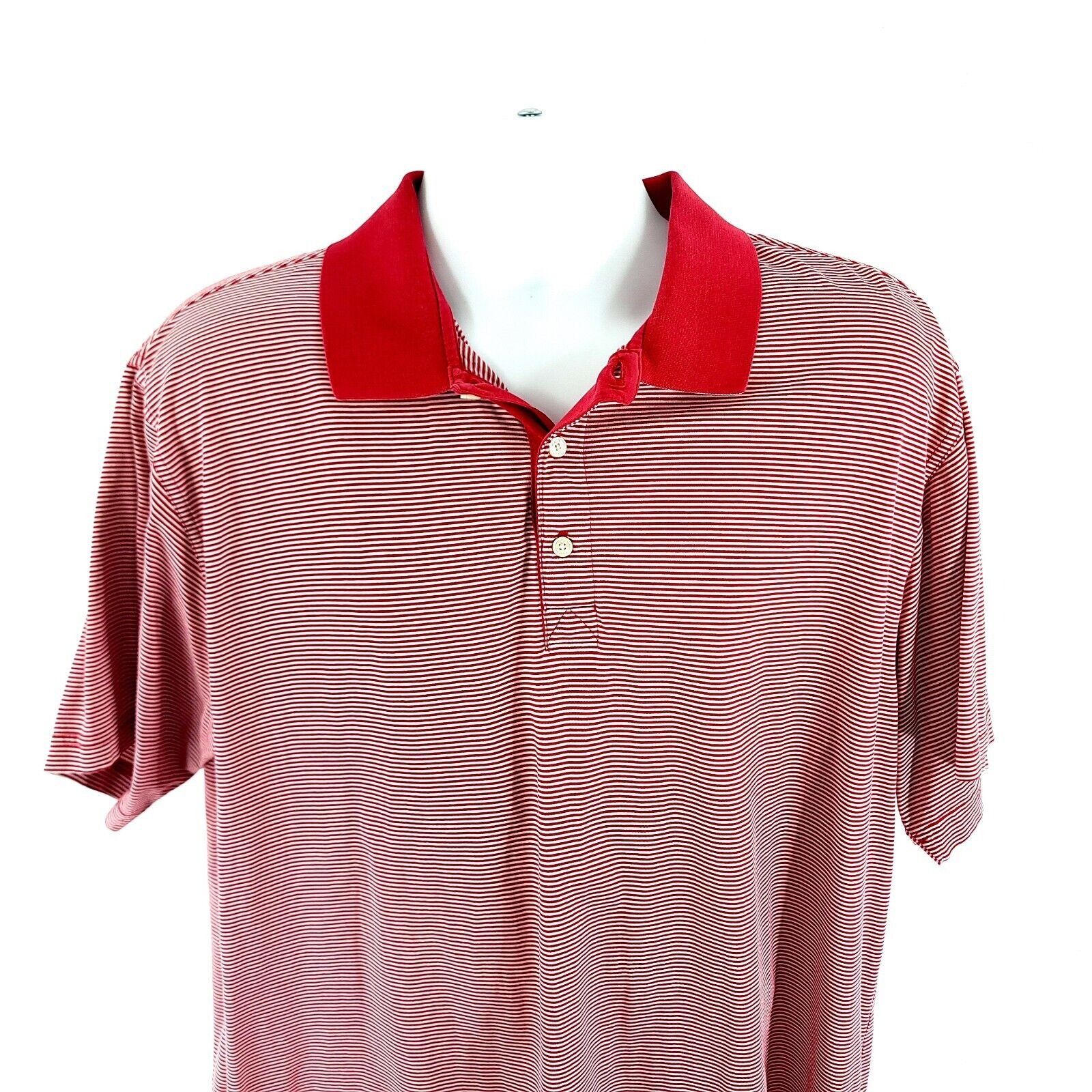 Greg Norman Greg Norman Red White Striped Collared Short Sleeve XL Polo Size US XL / EU 56 / 4 - 1 Thumbnail