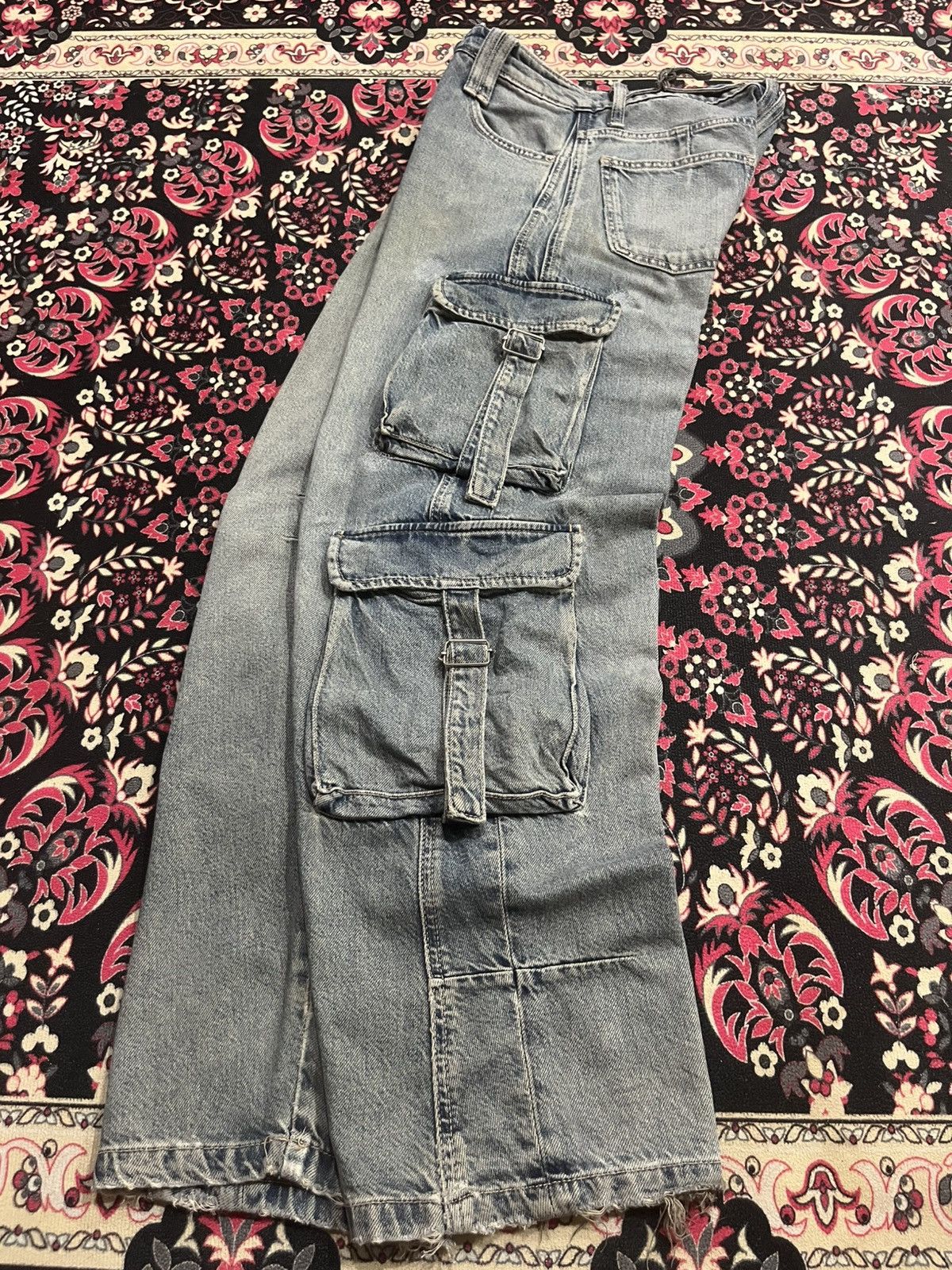 Tripp NYC Vintage Zara Tactical Cargo Grey Washed Baggy Jeans Size US 28 / EU 44 - 4 Thumbnail