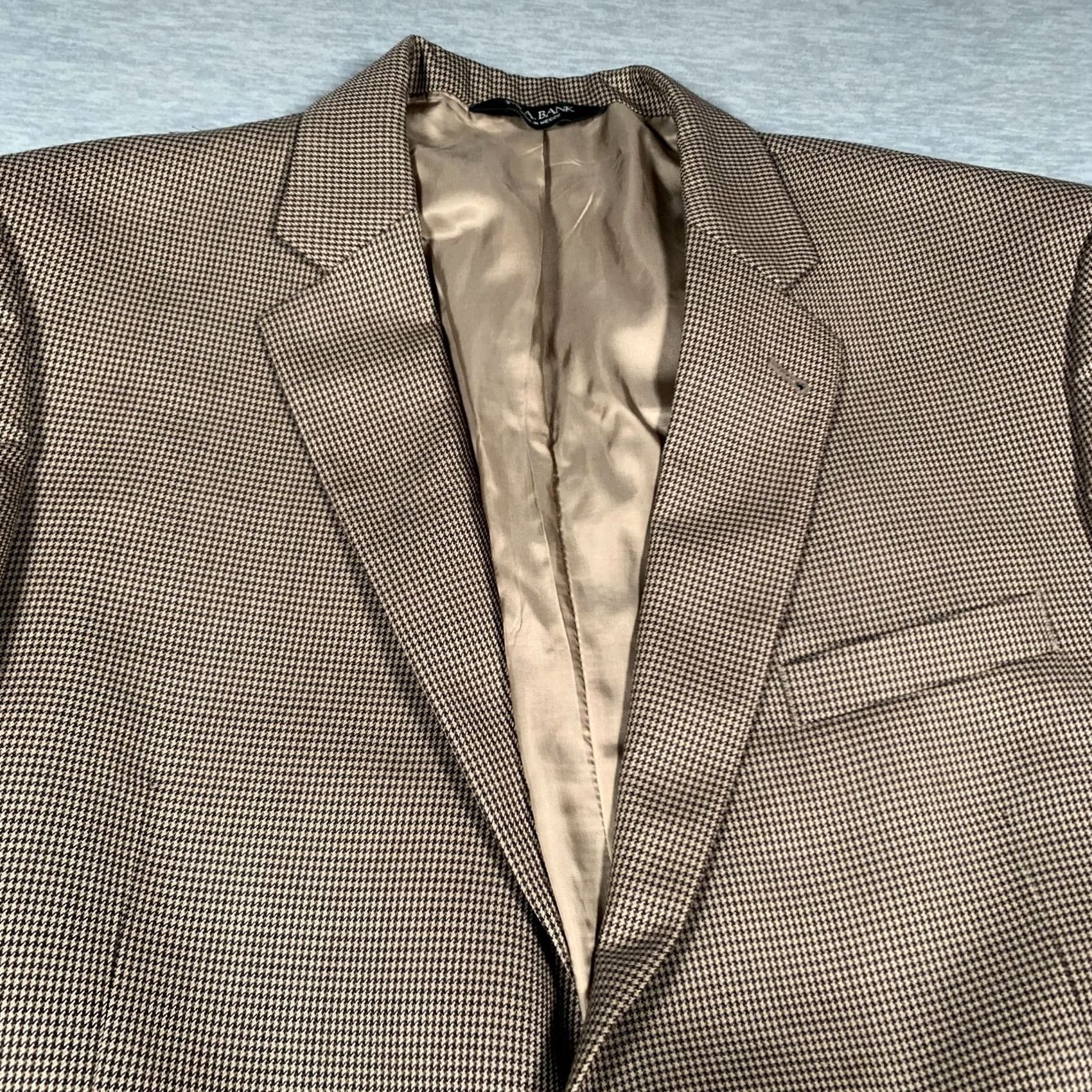 Jos. A. Bank Jos A Bank Mens 46 XL Brown Wool Houndstooth Sport Coat Jacket Signature Size US S / EU 44-46 / 1 - 3 Thumbnail