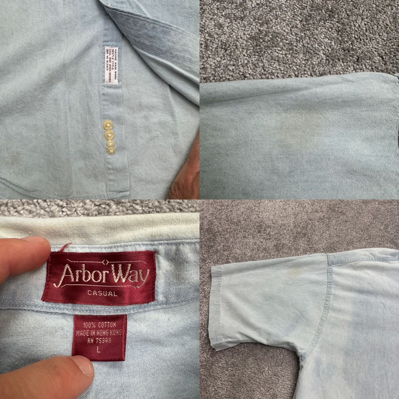 Vintage VINTAGE Arbor Way Button-Down Shirt Mens Large Chambray Short Sleeve Blue 50 in Chest Mens Casual Shirt Size US L / EU 52-54 / 3 - 8 Thumbnail