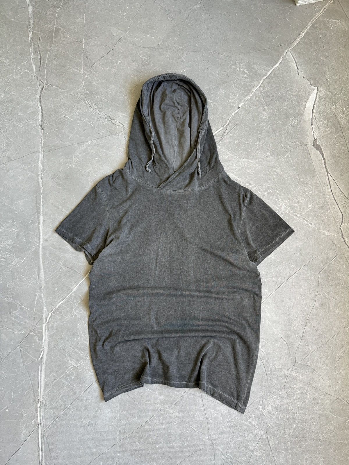 Vintage Vintage Stonewash Grey Hooded T-Shirt Avantgarde Owens Style Size US M / EU 48-50 / 2 - 1 Thumbnail