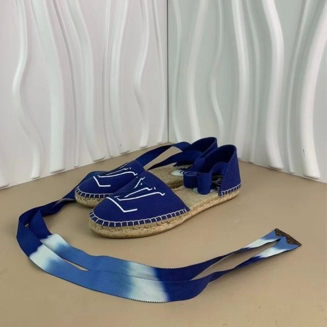 Louis Vuitton Louis Vuitton Lv Starboard Womens Blue Linen Flat Sandals Si Size US 6 / IT 36 - 9 Thumbnail