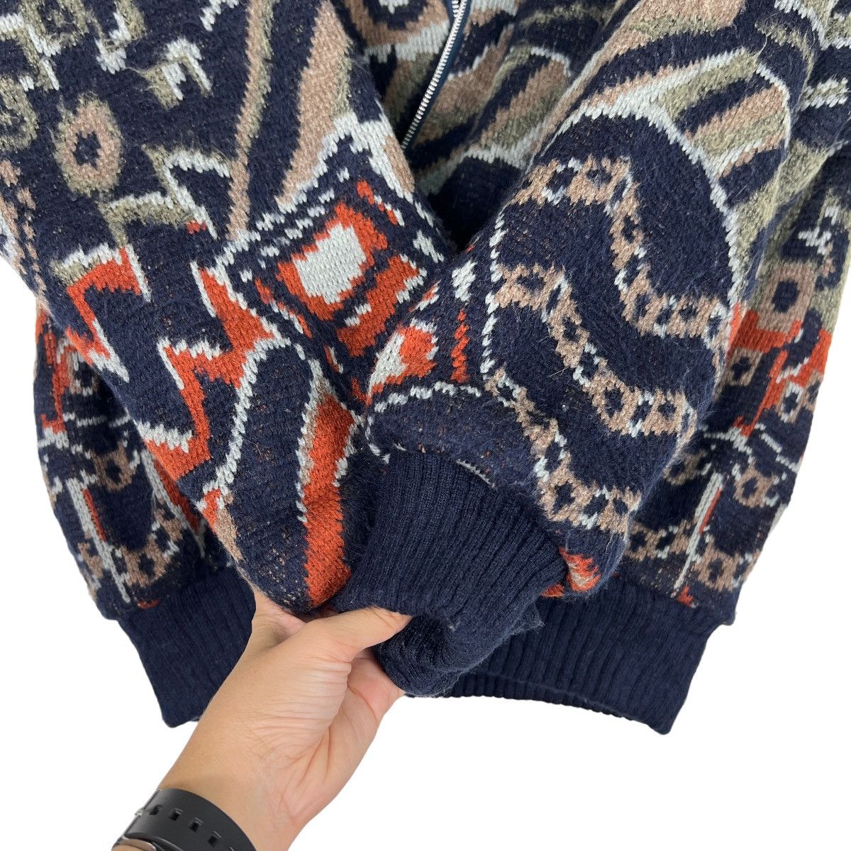 Aran Isles Knitwear 🔥 PINO BAZZO COLOR WAY KNITTED BOMBER JACKET Size US L / EU 52-54 / 3 - 14 Thumbnail