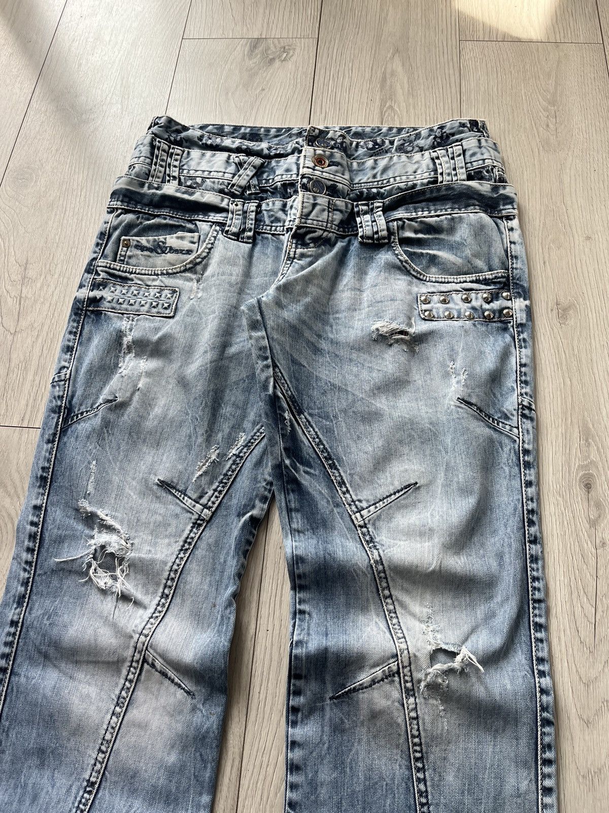 Japanese Brand cyber y2k denim distressed skate streetwear wideleg archive Size US 34 / EU 50 - 3 Thumbnail