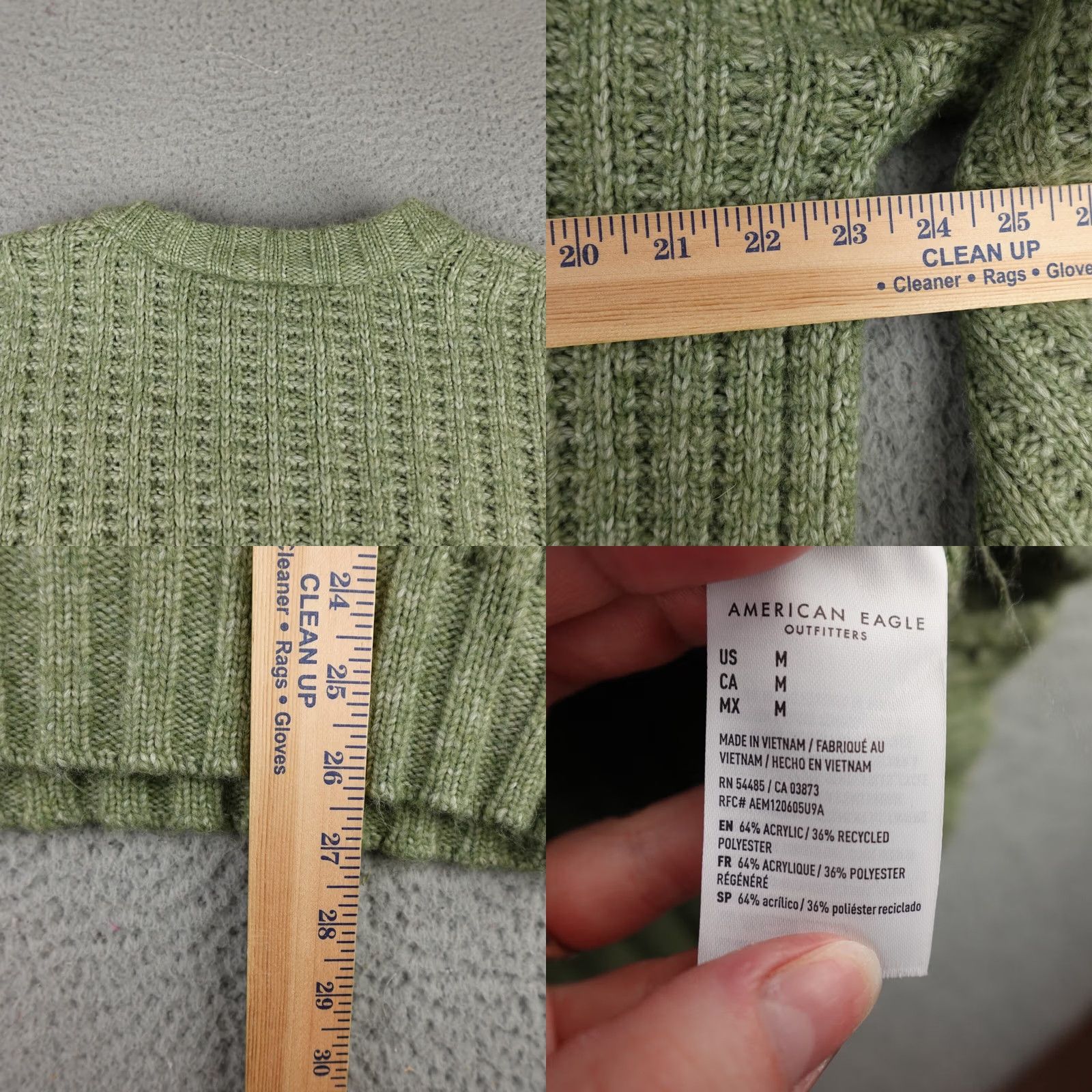 American Eagle Outfitters American Eagle Sweater Womens Medium Green Knit Crochet Crewneck Pullover Size M / US 6-8 / IT 42-44 - 8 Thumbnail