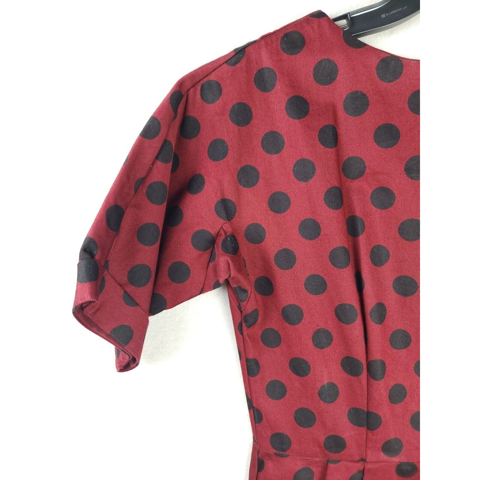 Asos ASOS Red & Black Dot Short Sleeve MIDI Dress Size 6 - Cotton Size M / US 6-8 / IT 42-44 - 3 Thumbnail