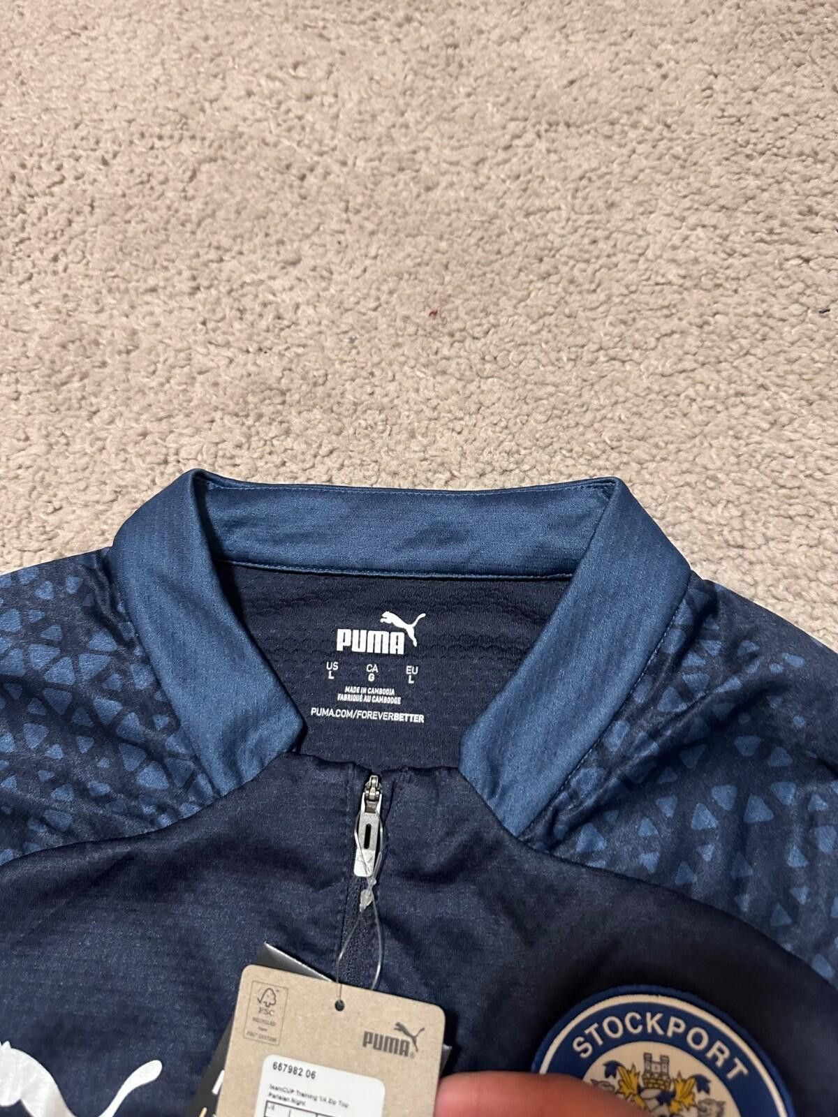 Puma 2022-23 Stockport County Puma 1/4 Zip Football Soccer Top Size US L / EU 52-54 / 3 - 5 Thumbnail