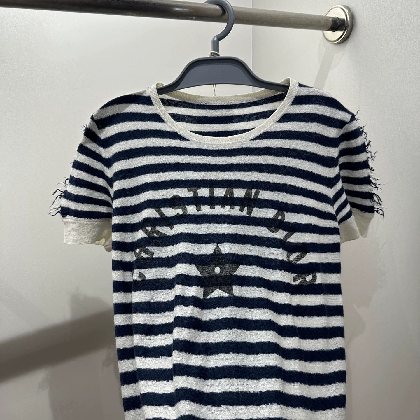 Christian Dior Monsieur Dior mar415 striped star logo raw hem linen short sleeve Size S / US 4 / IT 40 - 5 Thumbnail