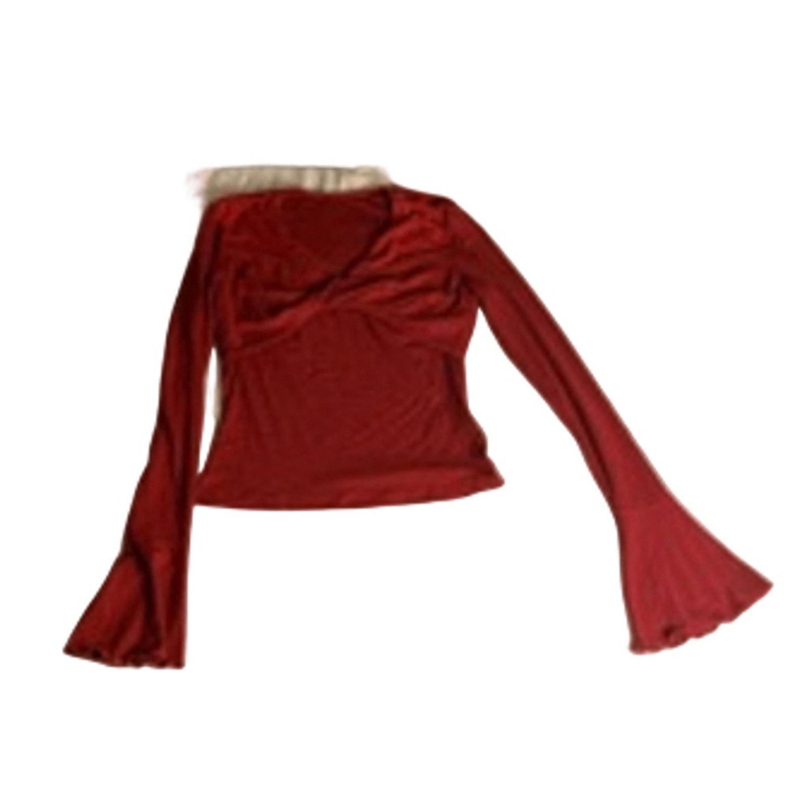 Other Cämmense Red Mesh Long Sleeve Twist Top Size Small NWT Size S / US 4 / IT 40 - 4 Thumbnail