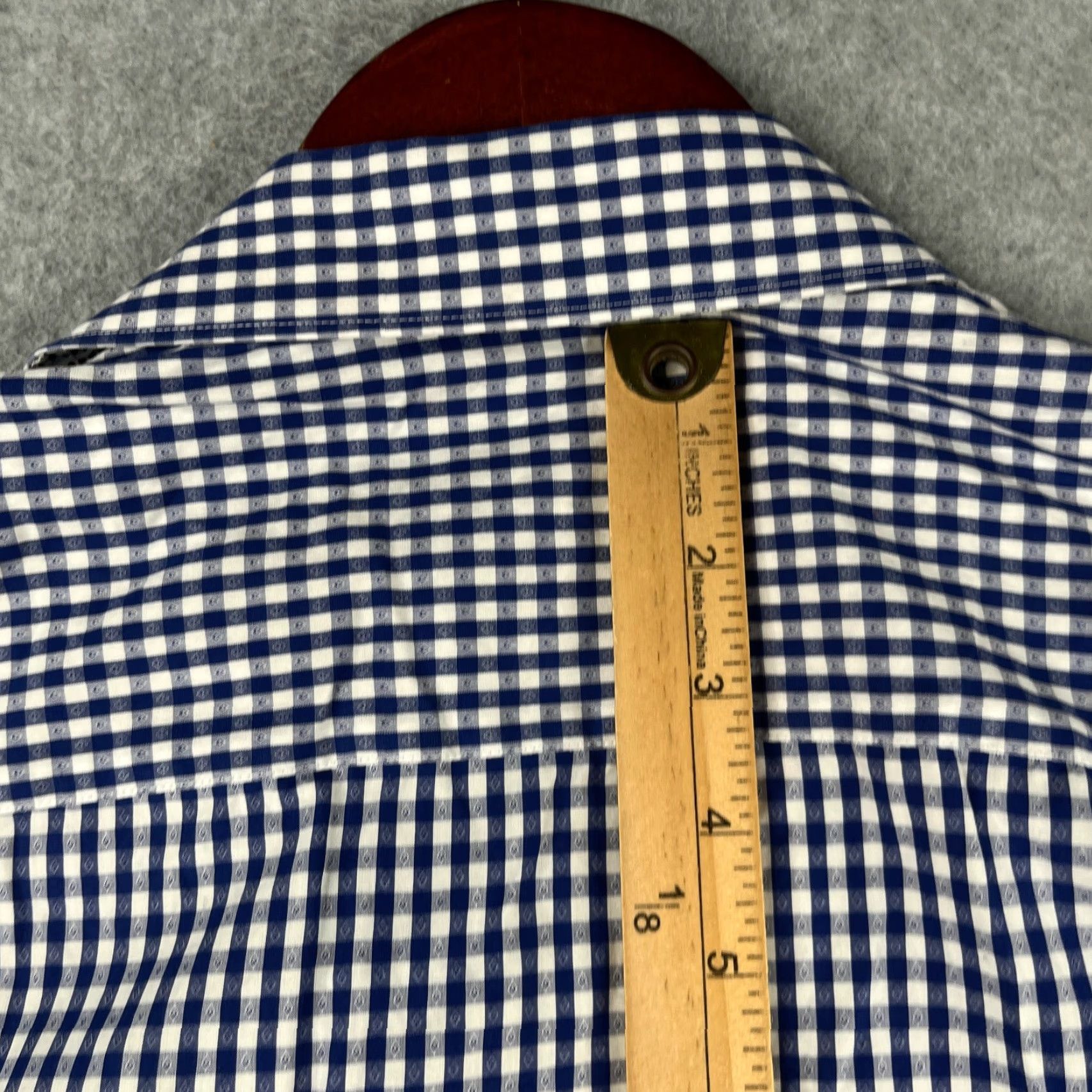 BUGATCHI BUGATCHI UOMO Classic Fit Shirt Button-Up Short Sleeve Mens Navy Gingham Large Size US L / EU 52-54 / 3 - 7 Thumbnail