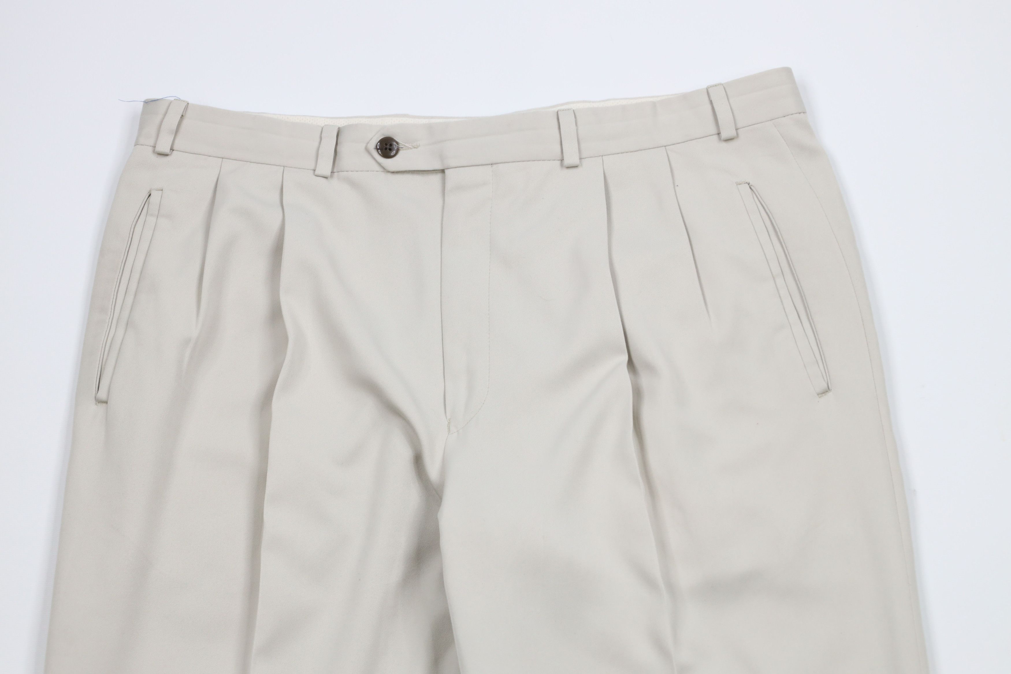 Ralph Lauren × Vintage Vintage 90s Ralph Lauren Cuffed Wide Leg Chino Pants Beige Size US 36 / EU 52 - 2 Thumbnail